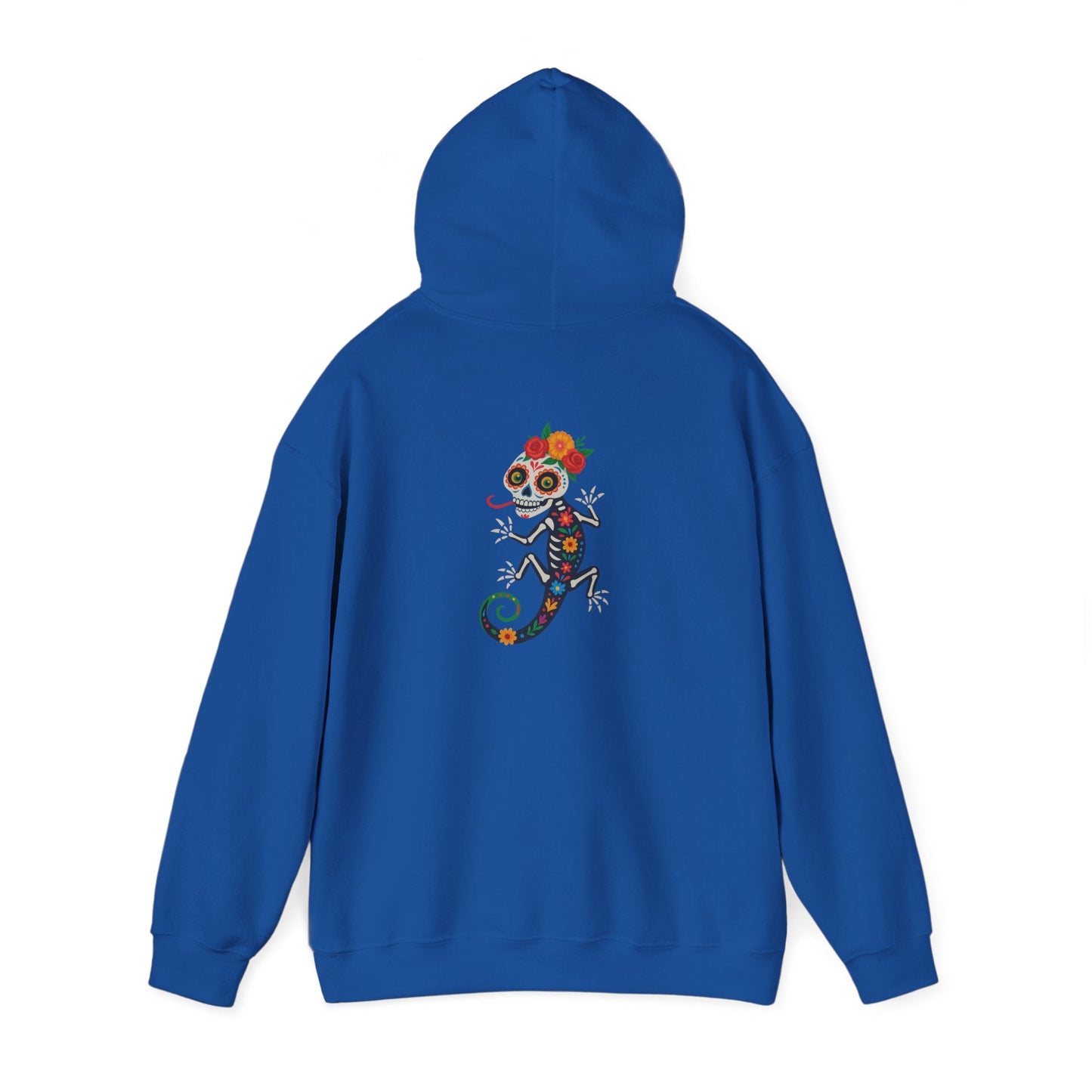 La Lagartija Viva – Sugar Skull Lizard Hooded Sweatshirt with Day of the Dead Vibes | Lizard Designs – S Hoodie by Printify