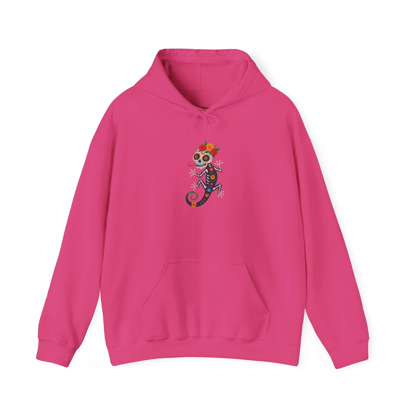 La Lagartija Viva – Sugar Skull Lizard Hooded Sweatshirt with Day of the Dead Vibes | Lizard Designs – S Hoodie by Printify