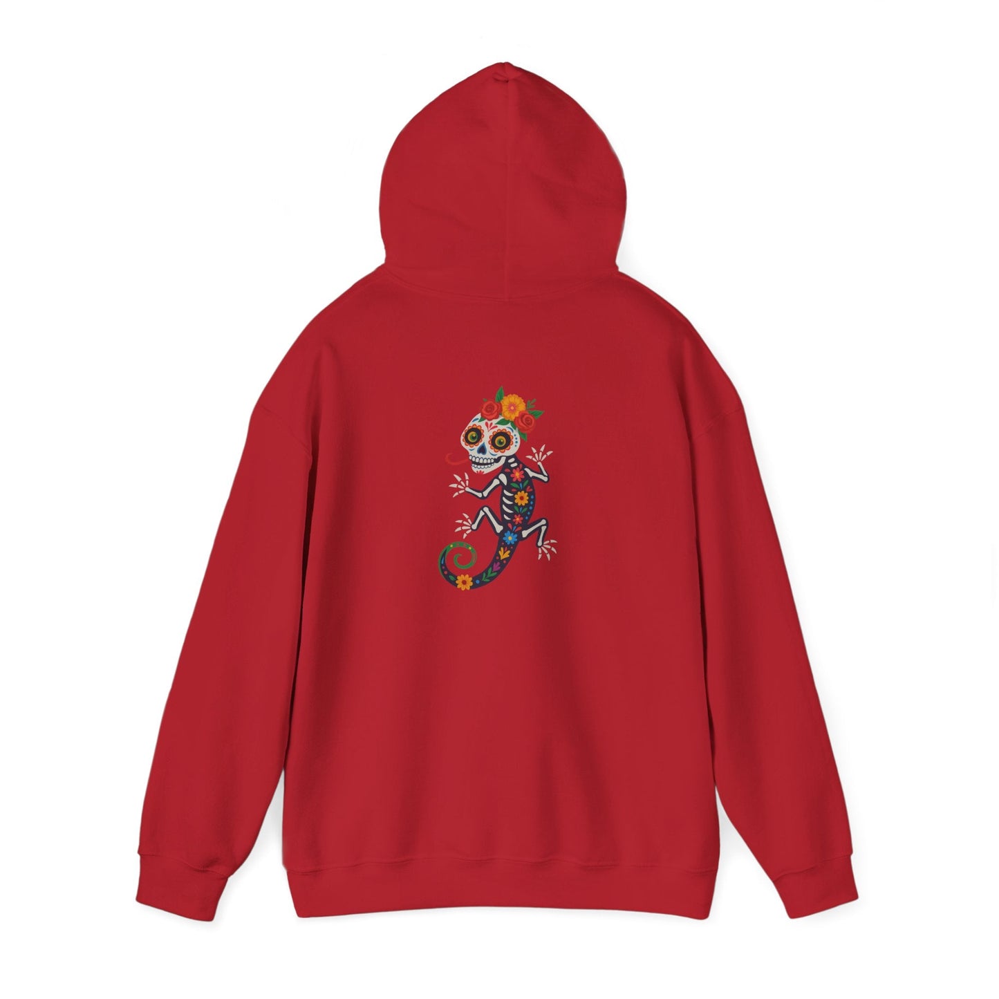 La Lagartija Viva – Sugar Skull Lizard Hooded Sweatshirt with Day of the Dead Vibes | Lizard Designs – S Hoodie by Printify