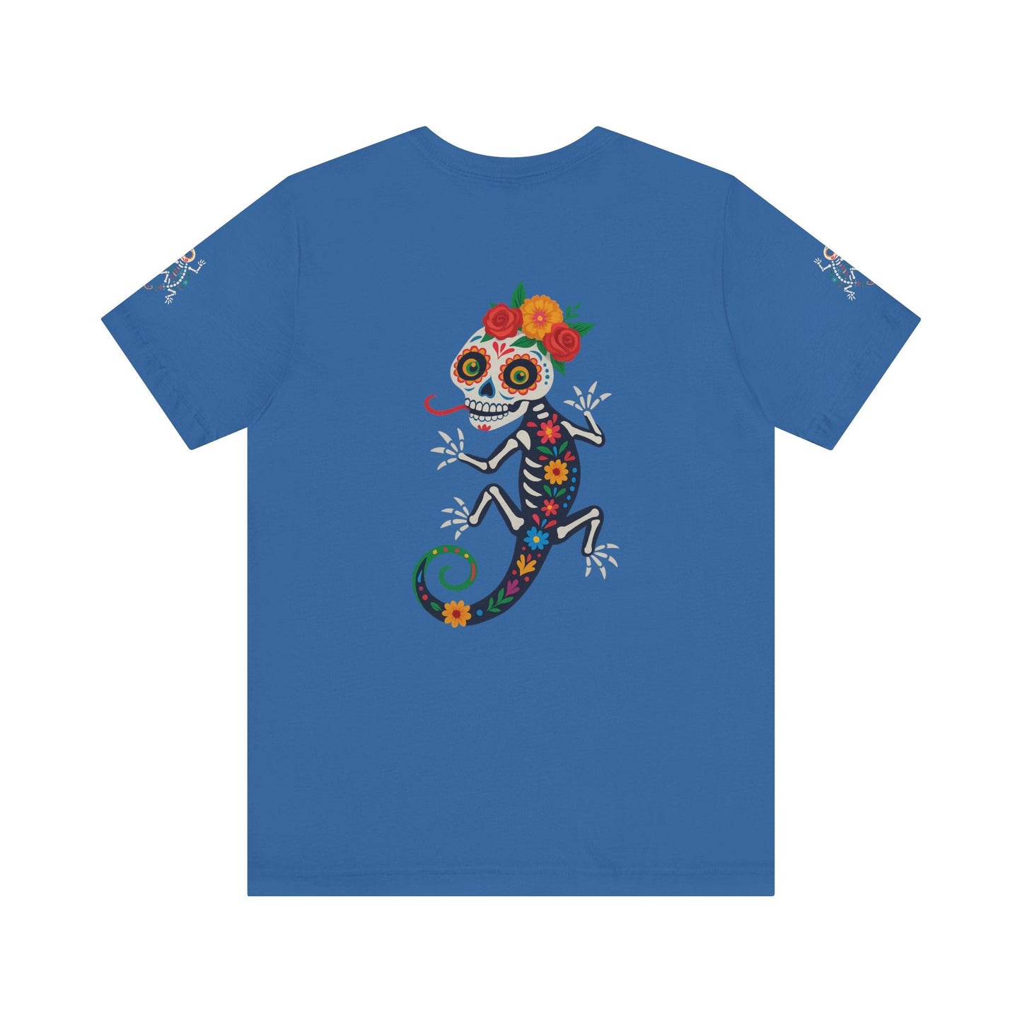 La Lagartija Viva – Sugar Skull Lizard Tee with Day of the Dead Vibes | Unisex Halloween Shirt – Oxblood Black T-Shirt by Printify
