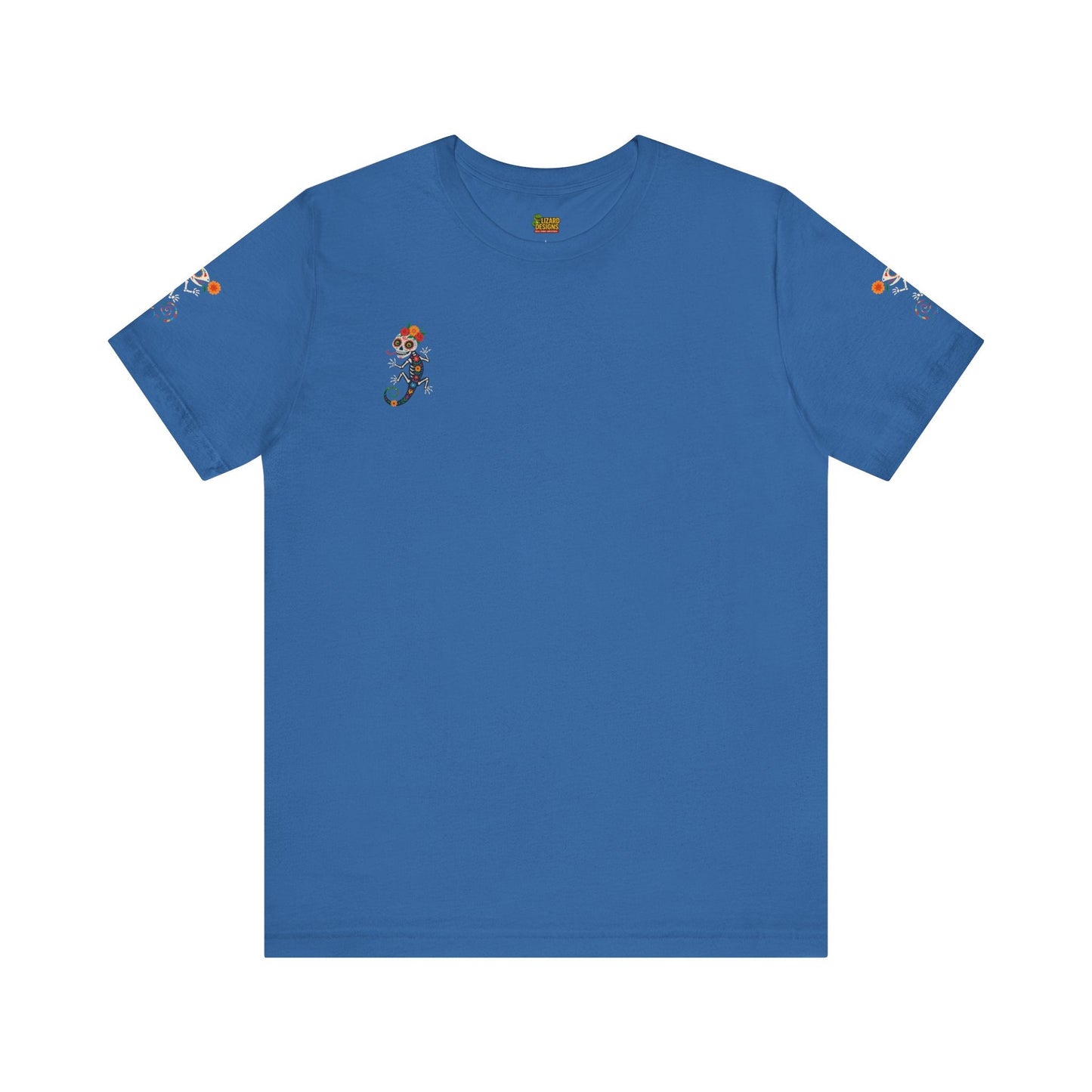 La Lagartija Viva – Sugar Skull Lizard Tee with Day of the Dead Vibes | Unisex Halloween Shirt – Columbia Blue T-Shirt by Printify