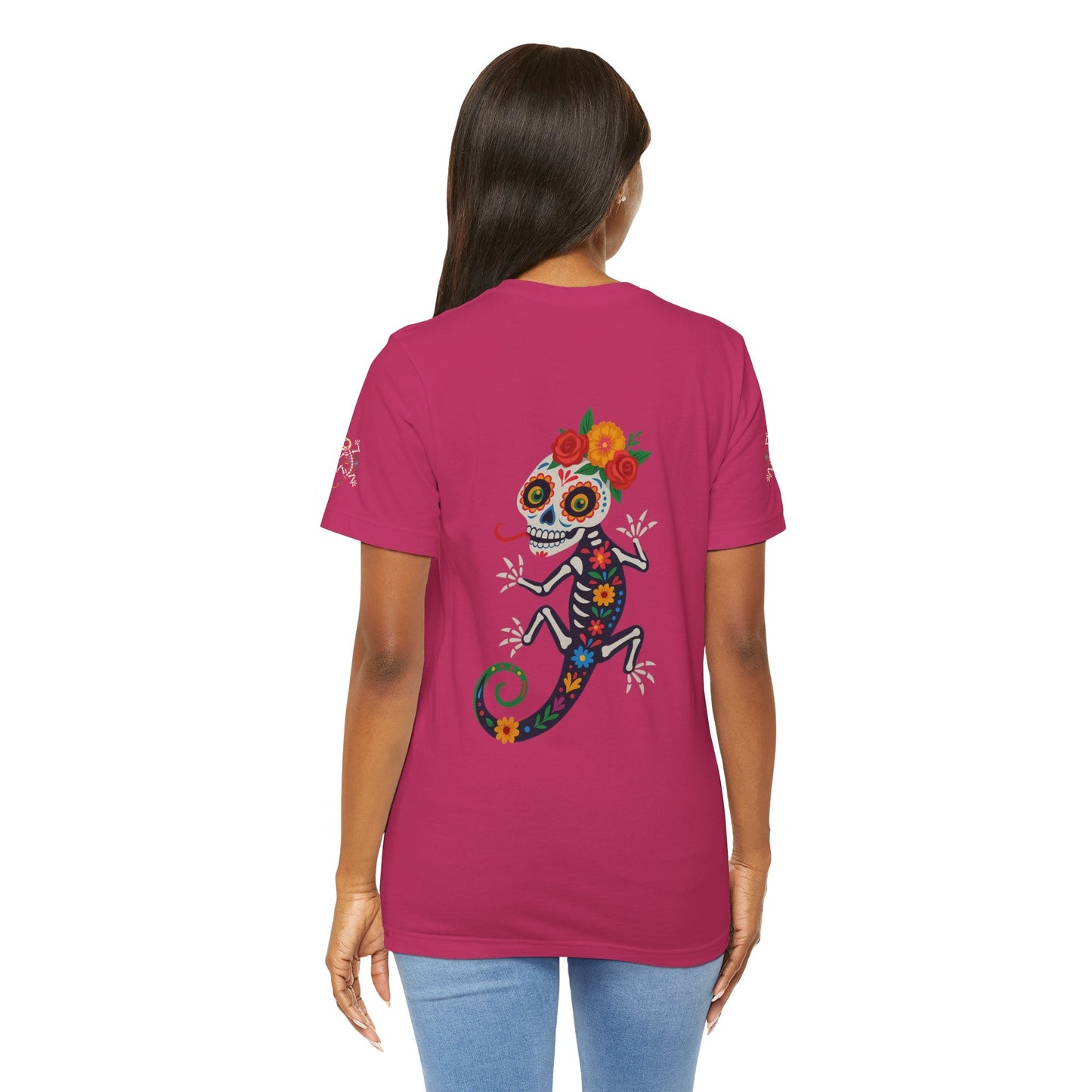 La Lagartija Viva – Sugar Skull Lizard Tee with Day of the Dead Vibes | Unisex Halloween Shirt – Berry T-Shirt for artsy apparel (68 view)