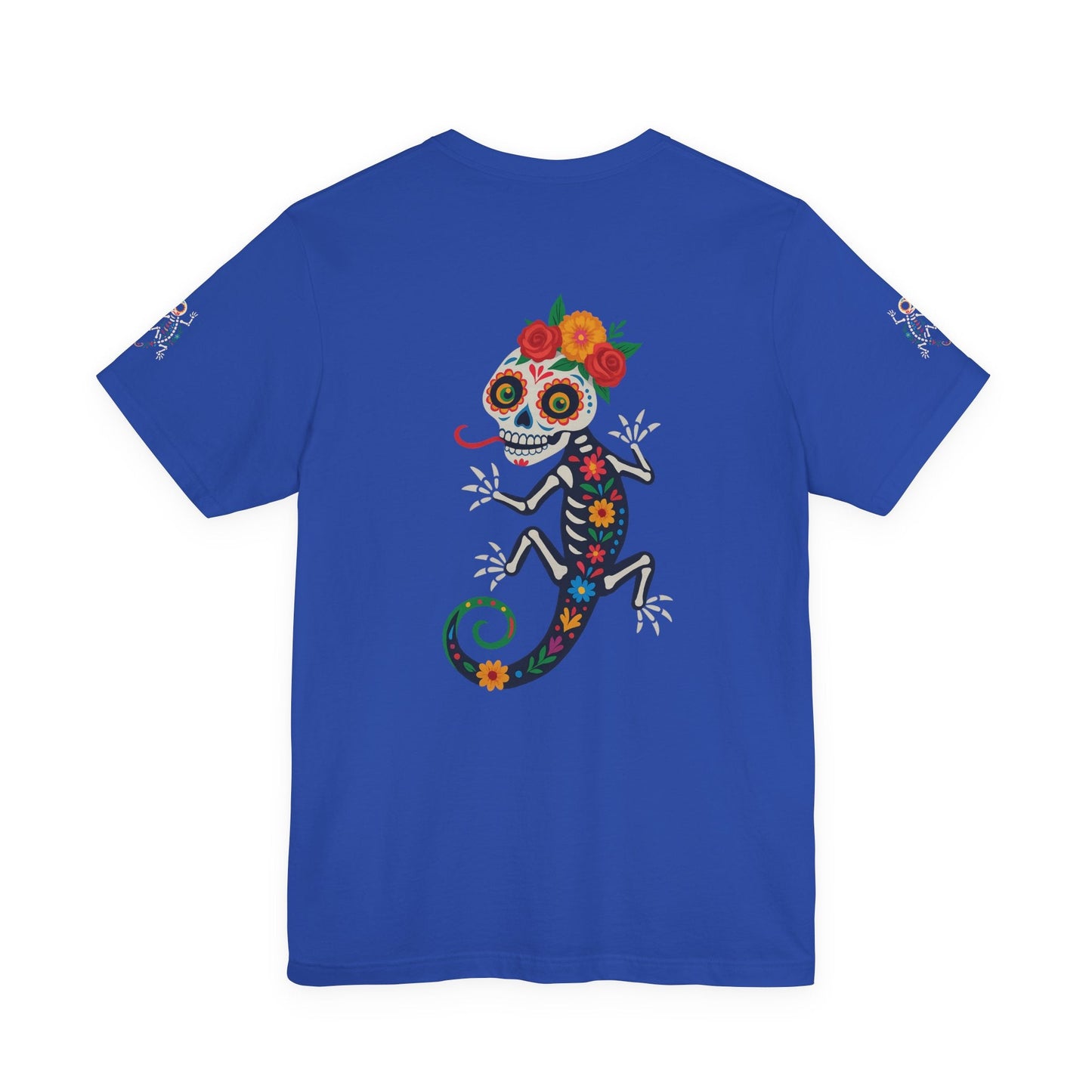 La Lagartija Viva – Sugar Skull Lizard Tee with Day of the Dead Vibes | Unisex Halloween Shirt – True Royal T-Shirt for artsy apparel (32 view)