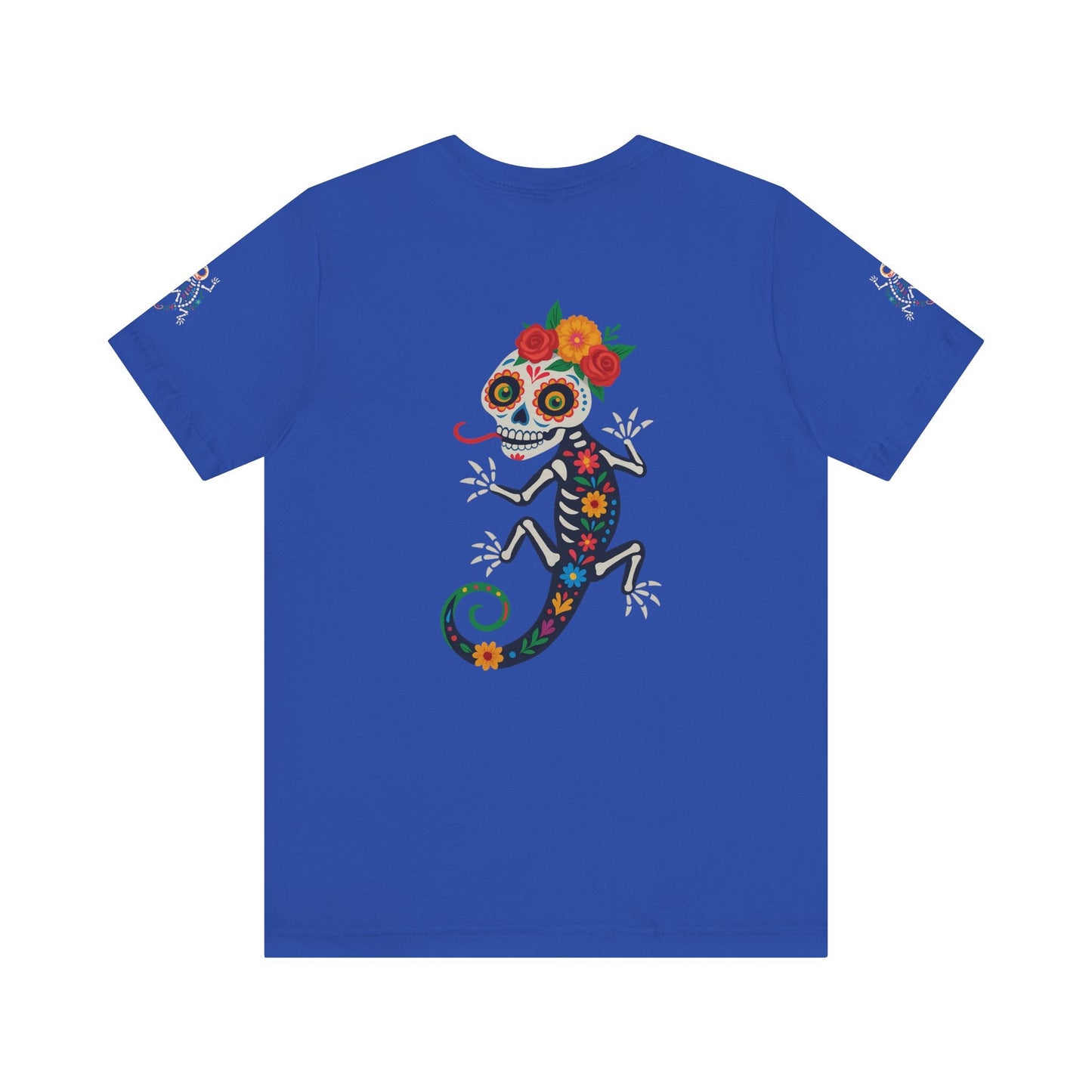 La Lagartija Viva – Sugar Skull Lizard Tee with Day of the Dead Vibes | Unisex Halloween Shirt – True Royal T-Shirt for artsy apparel (30 view)