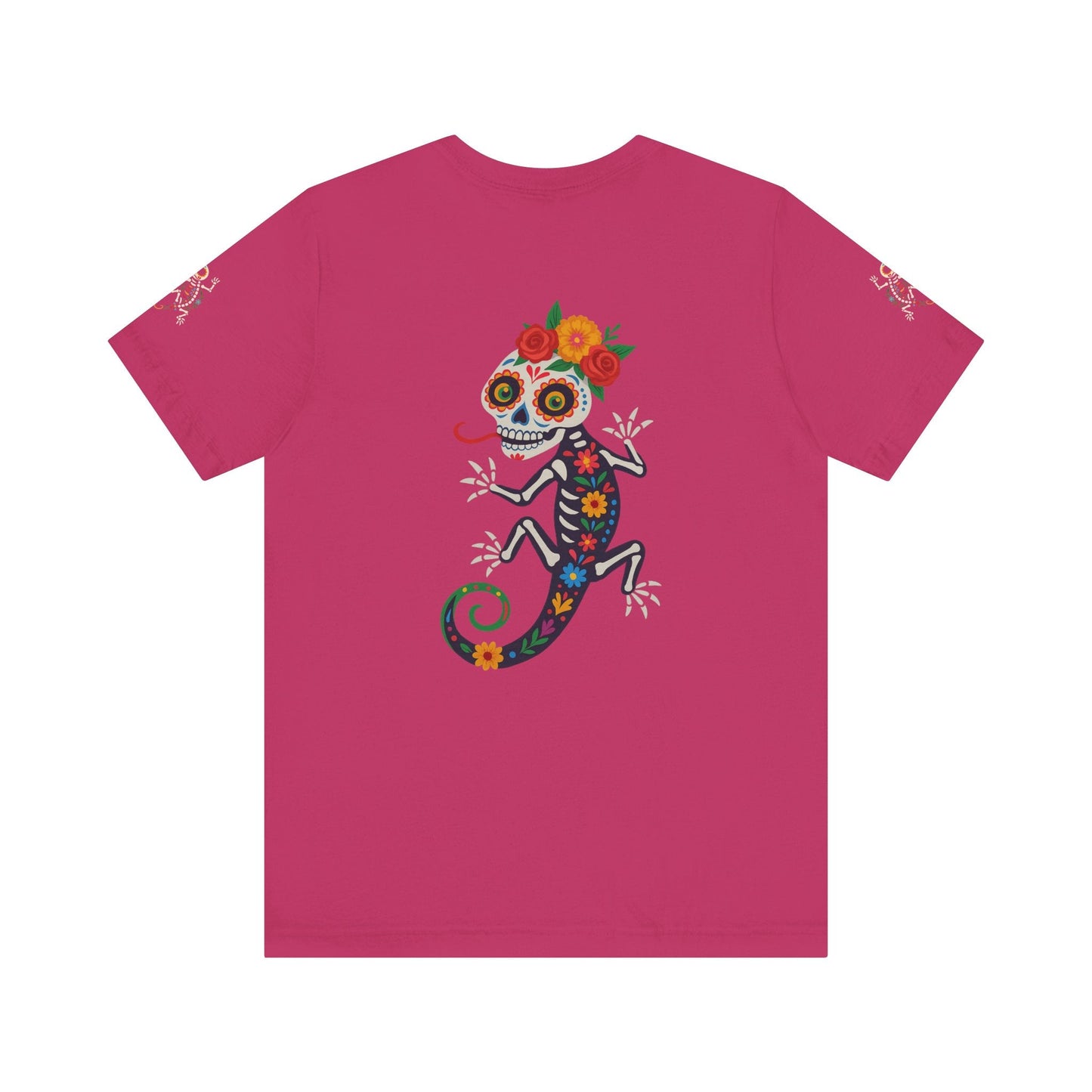 La Lagartija Viva – Sugar Skull Lizard Tee with Day of the Dead Vibes | Unisex Halloween Shirt – Berry T-Shirt for artsy apparel (65 view)
