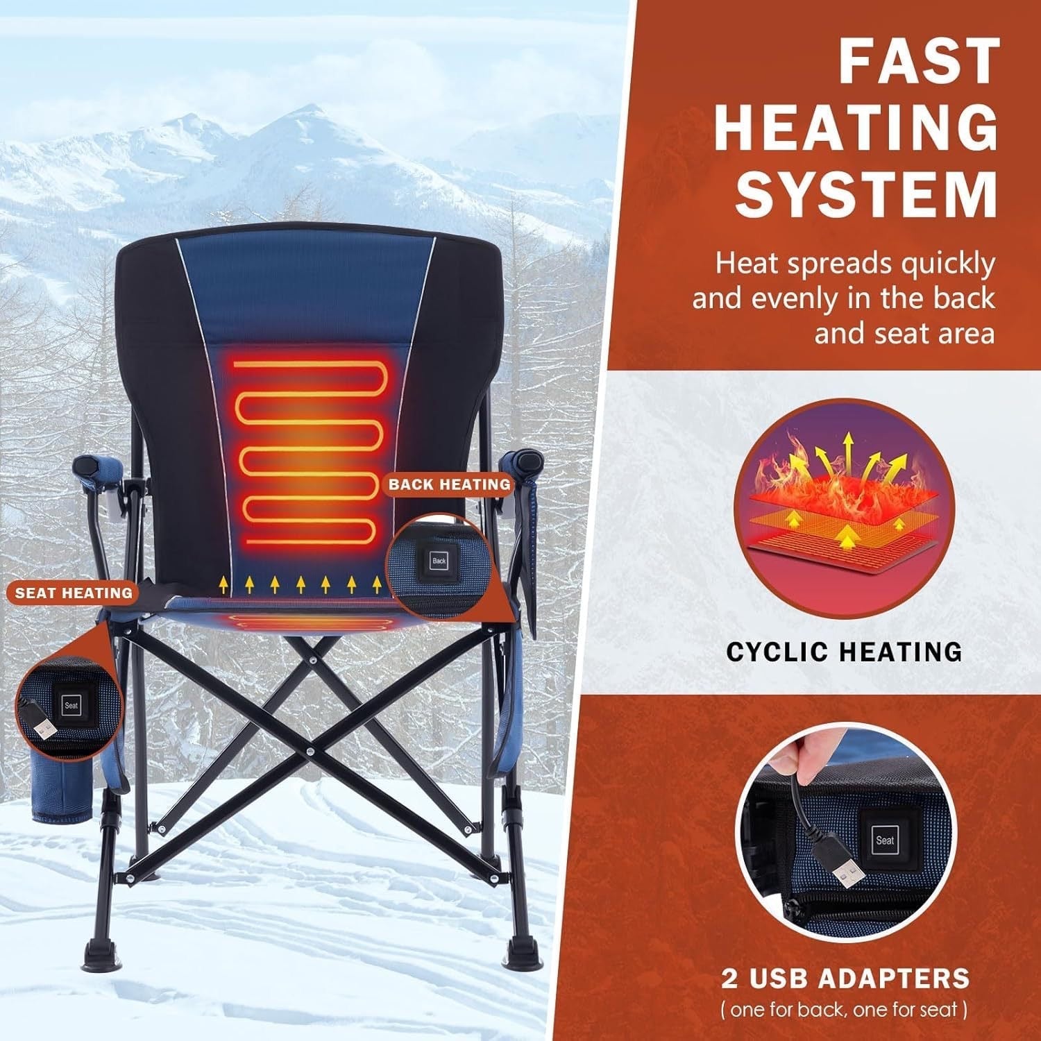LITEGUEST™ Heated Folding Chair – Portable Warmth for Camping & Fishing – Black Furniture for camping (6 view)