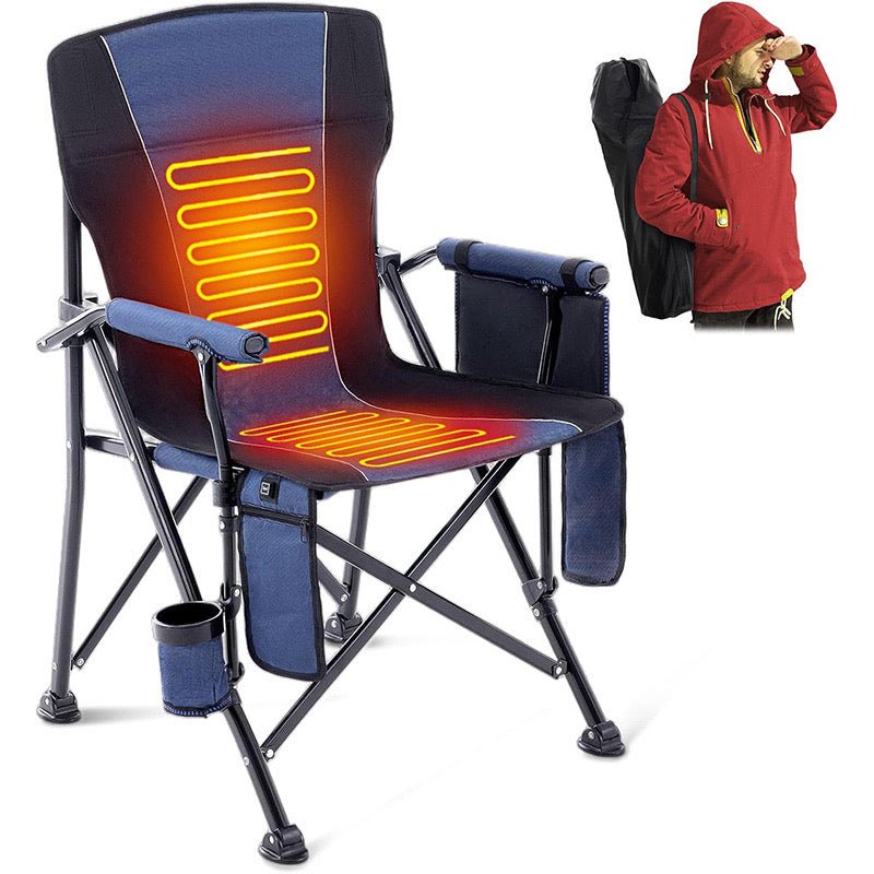 LITEGUEST™ Heated Folding Chair – Portable Warmth for Camping & Fishing – Navy Furniture for camping (1 view)