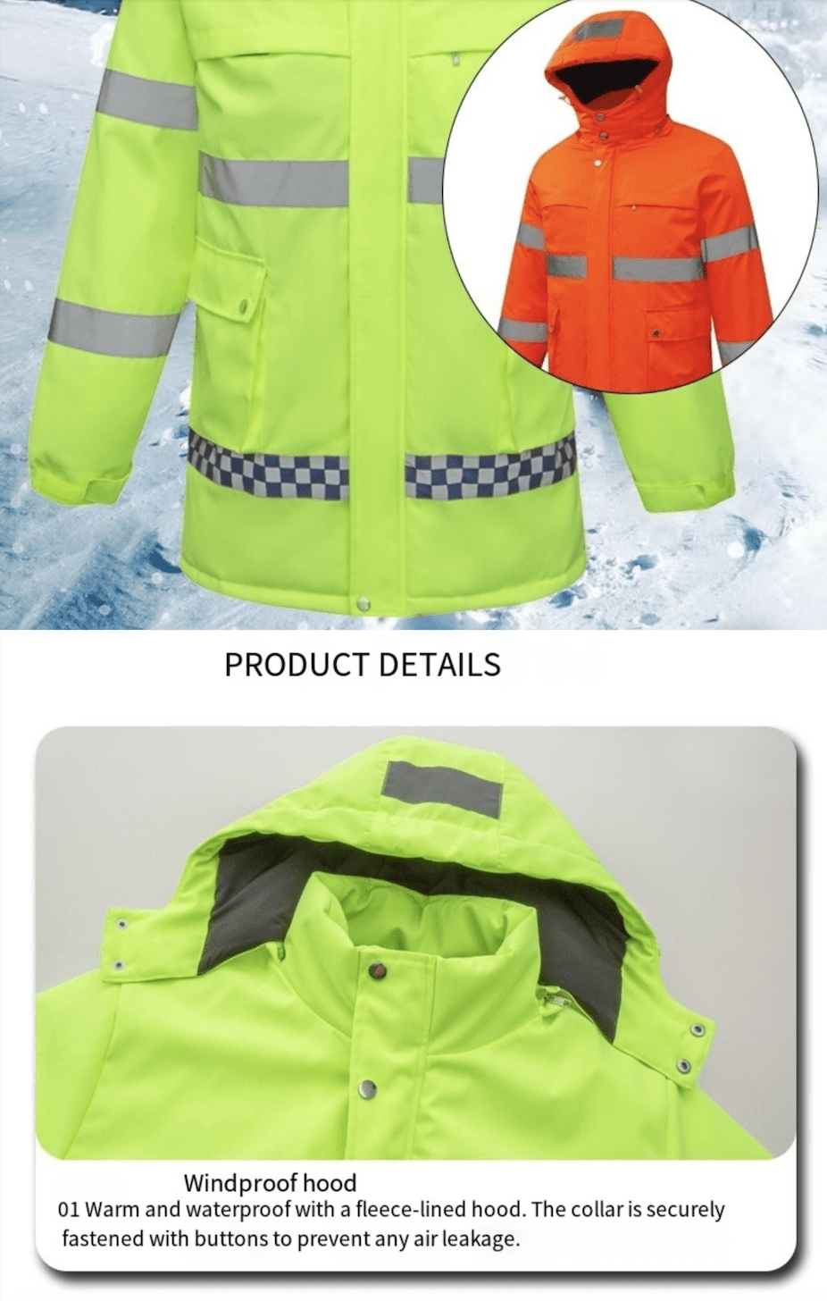 LITEGUEST Smart Heated Reflective Work Jacket for Outdoor Duty – Orange Jacket for Apparel (8 view)