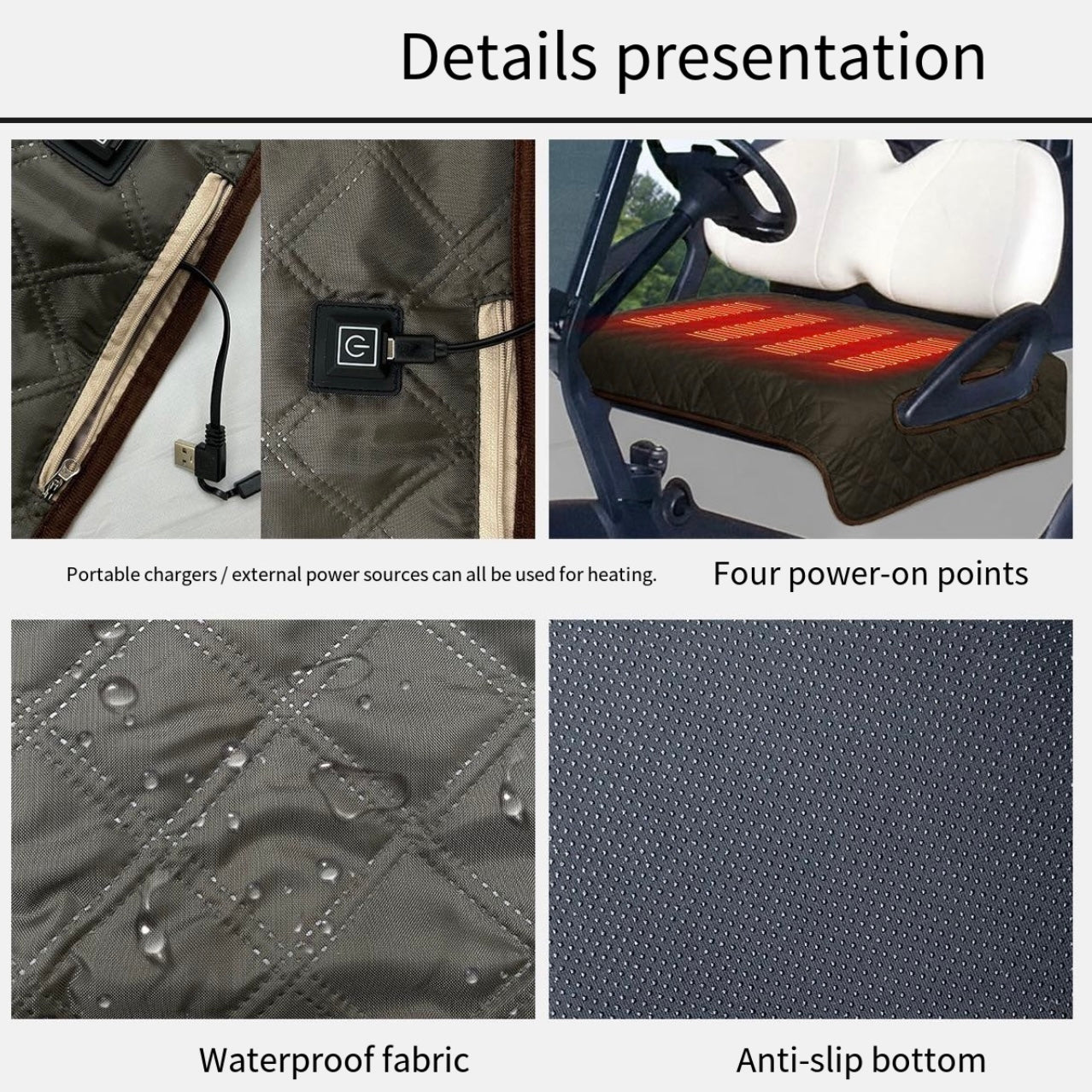 LITEGUEST USB Heated Golf Cart Seat Cushion Winter Warmth Essential – Black Blanket for heated gear (7 view)