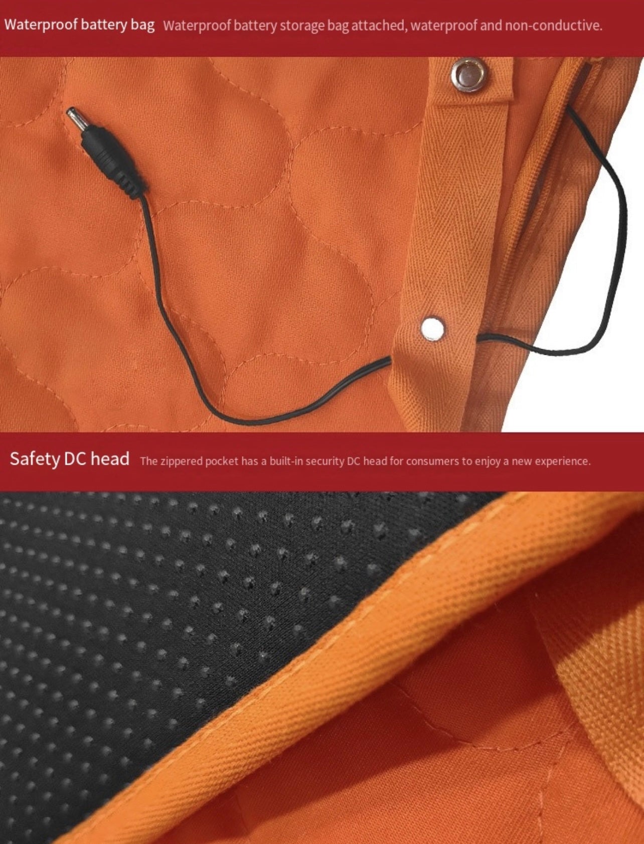 LITEGUEST™ USB Heated Sleeping Pad – Cold - Weather Camping Tent Mat – Orange Mat for camping gear (9 view)