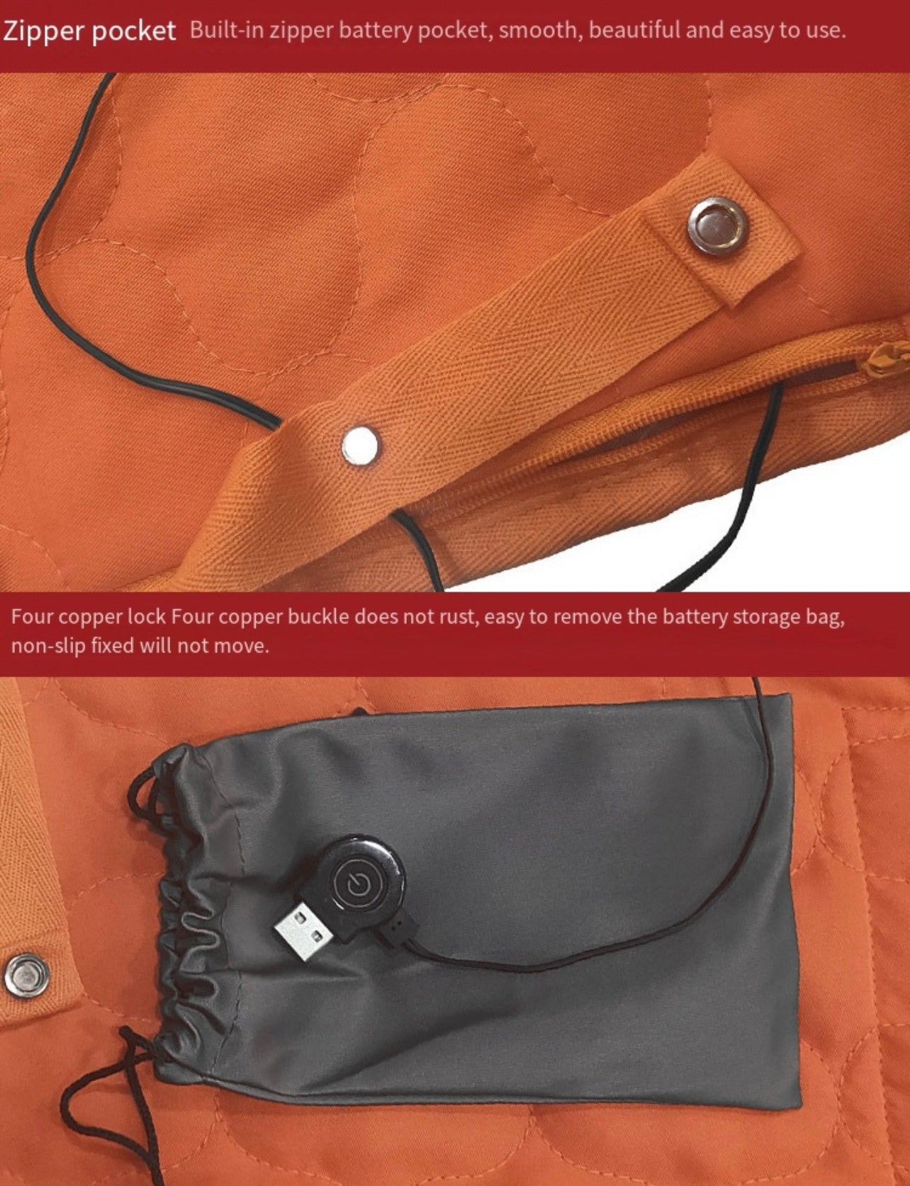 LITEGUEST™ USB Heated Sleeping Pad – Cold - Weather Camping Tent Mat – Orange Mat for camping gear (8 view)