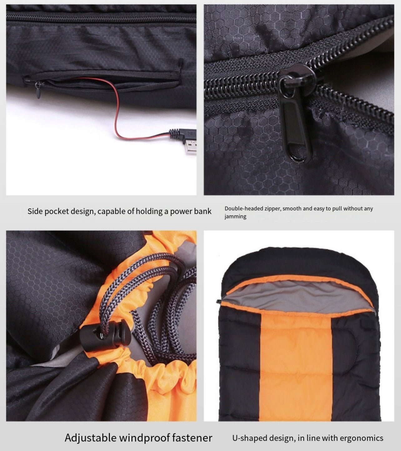 LITEGUEST Winter Heated Single Sleeping Bag 5V Electric Camping Gear – Black Sleeping Bag for camping gear (9 view)