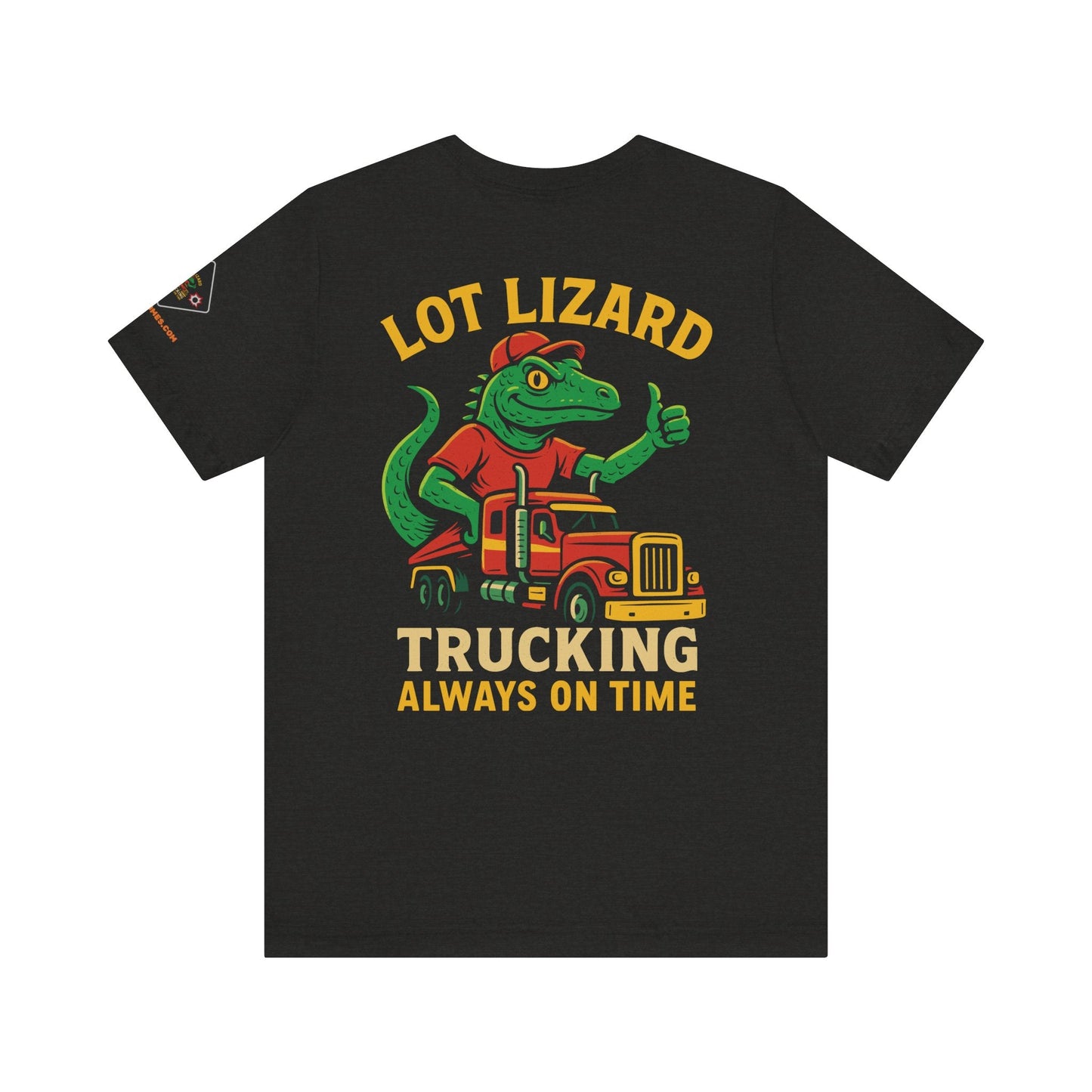 Lizard Trucking Tee – Always On Time | Funny Trucker Shirt – Black T-Shirt by Printify