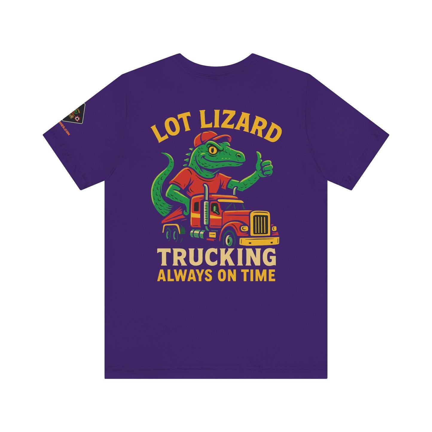Lizard Trucking Tee – Always On Time | Funny Trucker Shirt – Team Purple T-Shirt for Casual Everyday Wear (2 view)