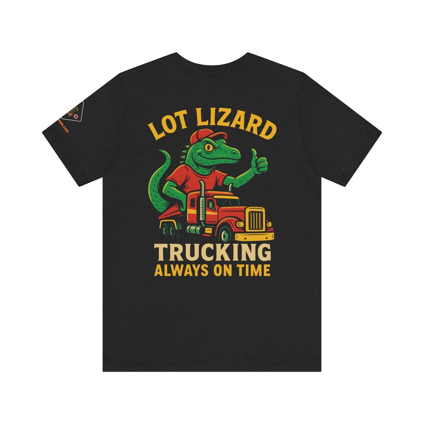Lizard Trucking Tee – Always On Time | Funny Trucker Shirt – Black T-Shirt by Printify