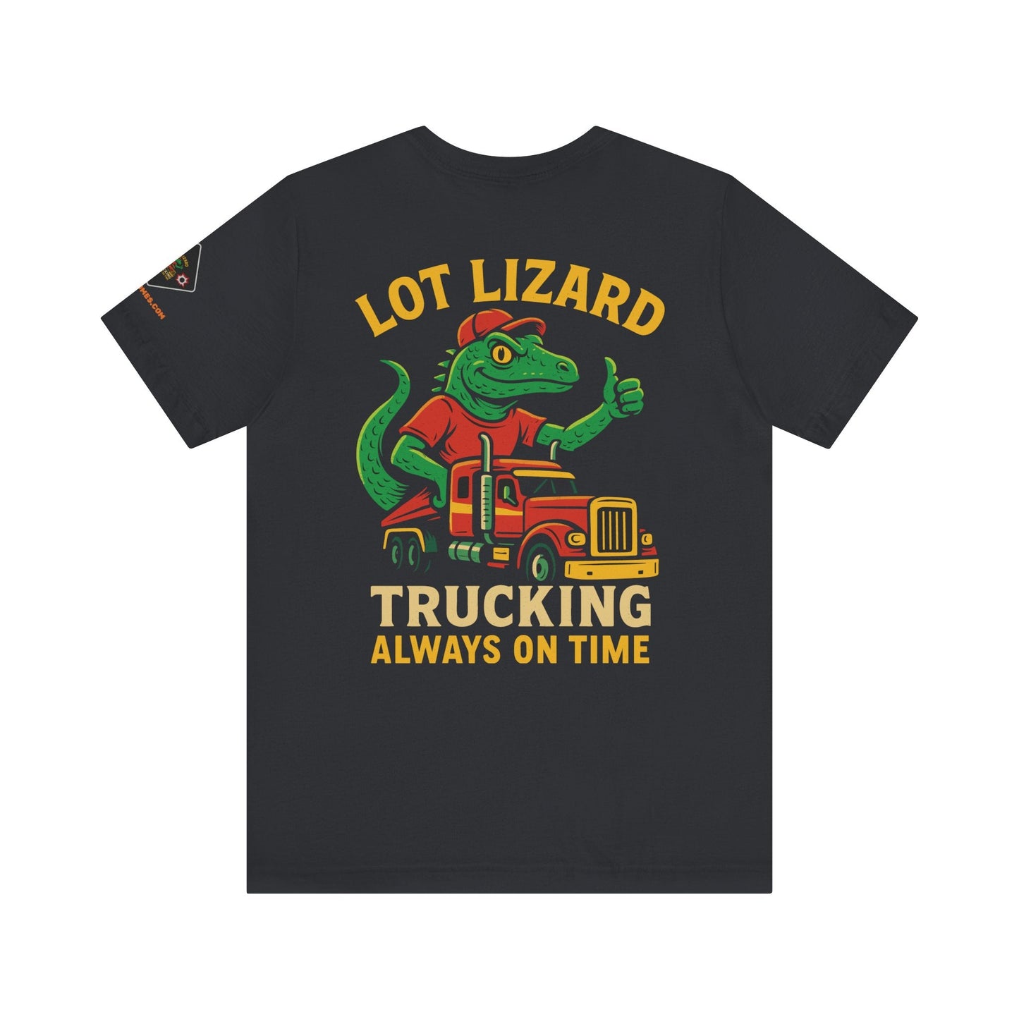 Lizard Trucking Tee – Always On Time | Funny Trucker Shirt – Black T-Shirt by Printify
