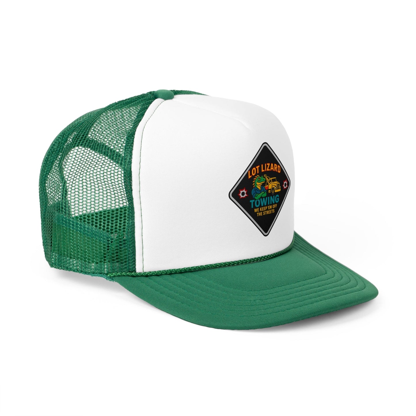 Lot Lizard Towing Hat – We Keep'em off the streets | Funny Road Sign Cap for Truckers – Green Hats for casual trucker (9 view)