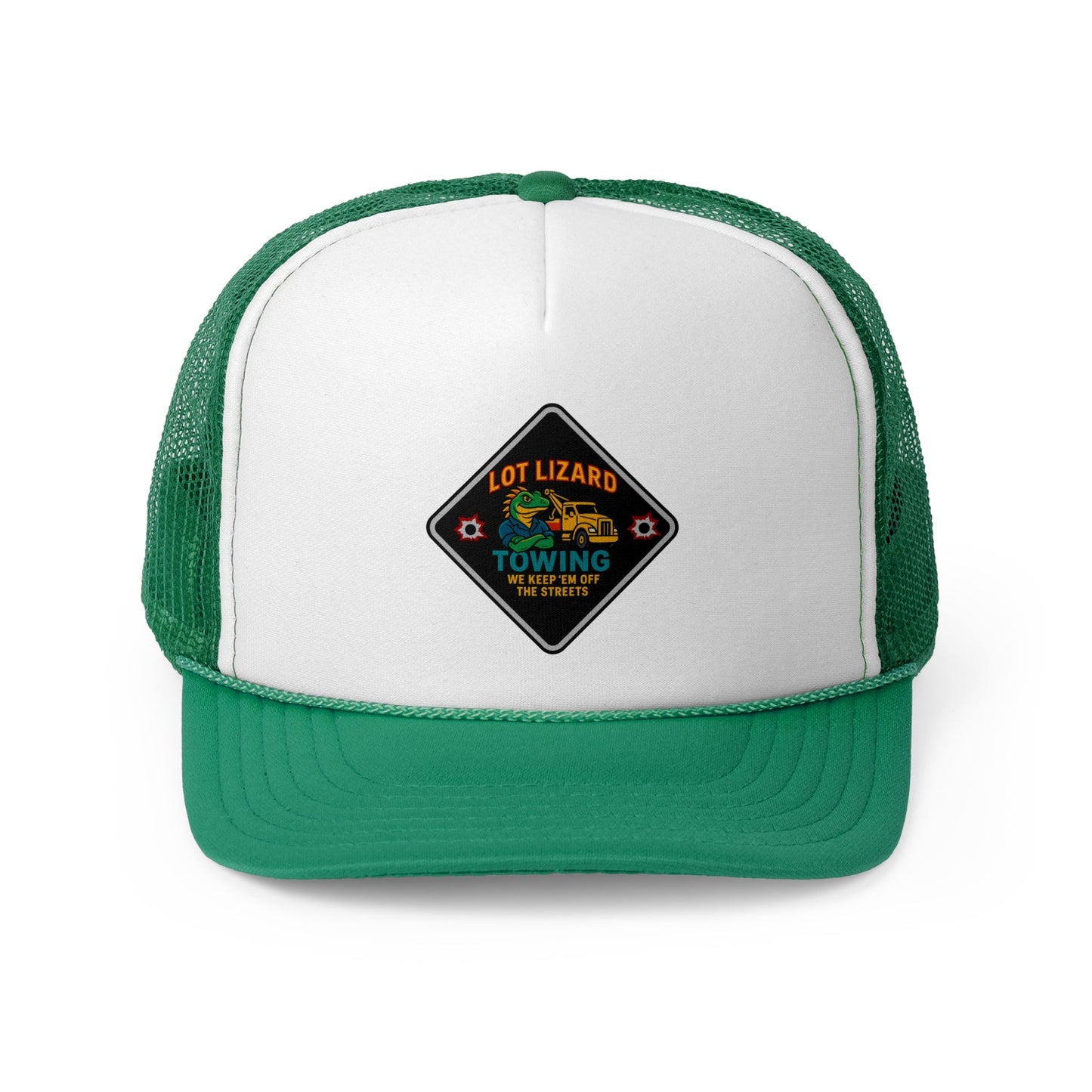 Lot Lizard Towing Hat – We Keep'em off the streets | Funny Road Sign Cap for Truckers – Green Hats for casual trucker (8 view)