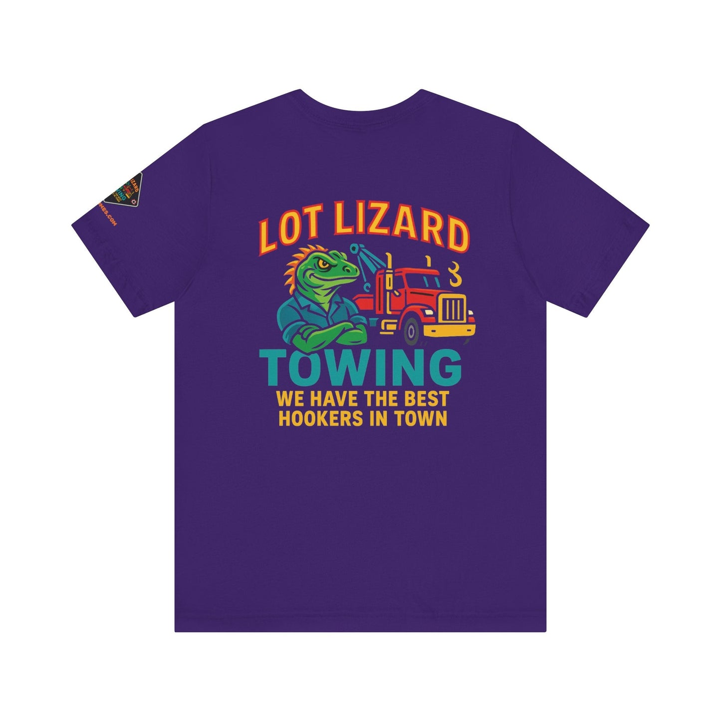Lot Lizard Towing Tee – We Have the Best Hookers in Town | Funny Trucker Shirt – Black T-Shirt for Casual Everyday Wear (3 view)