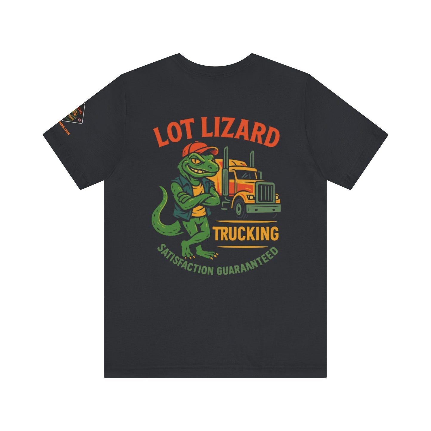 Lot Lizard Trucking Tee – Satisfaction Guaranteed | Funny Trucker Shirt – Black T-Shirt for Casual Everyday Wear (8 view)