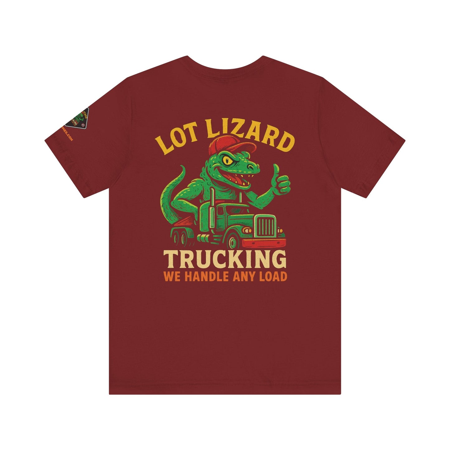 Lot Lizard Trucking Tee – We Handle Any Load with Style | Funny Trucker Shirt – Black T-Shirt by Printify