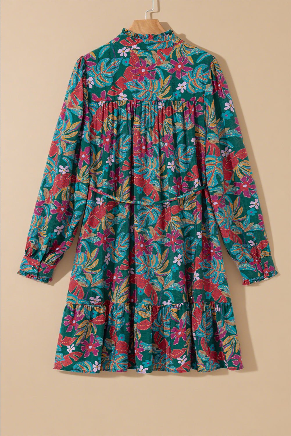 Maria Floral V Neck Puff Sleeve Dress – Green Dresses/Floral Dresses for Shopify Collective (8 view)