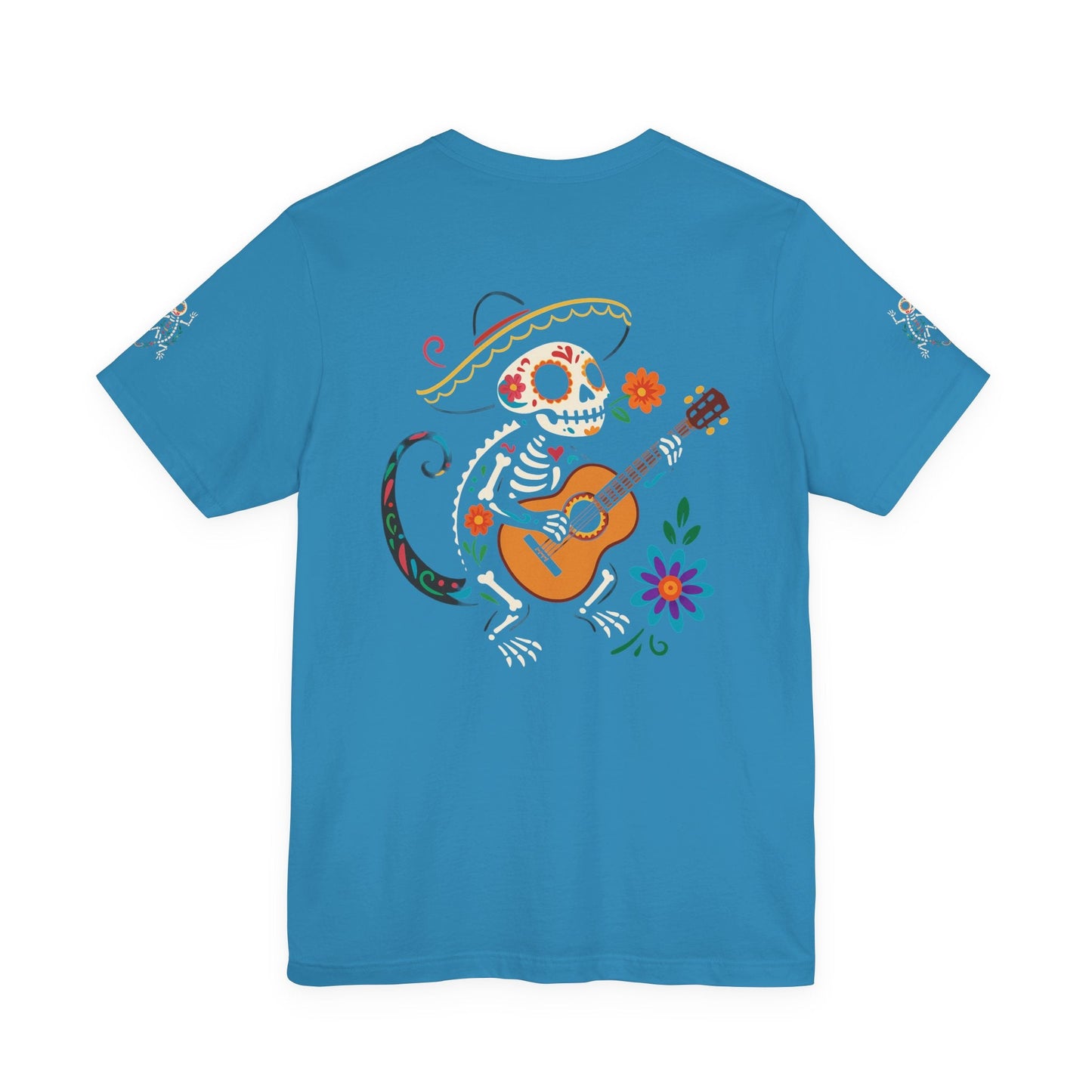 Mariachi Lizard Skeleton Tee – Day of the Dead Vibes | Halloween Graphic Shirt – Oxblood Black T-Shirt for artsy apparel (29 view)