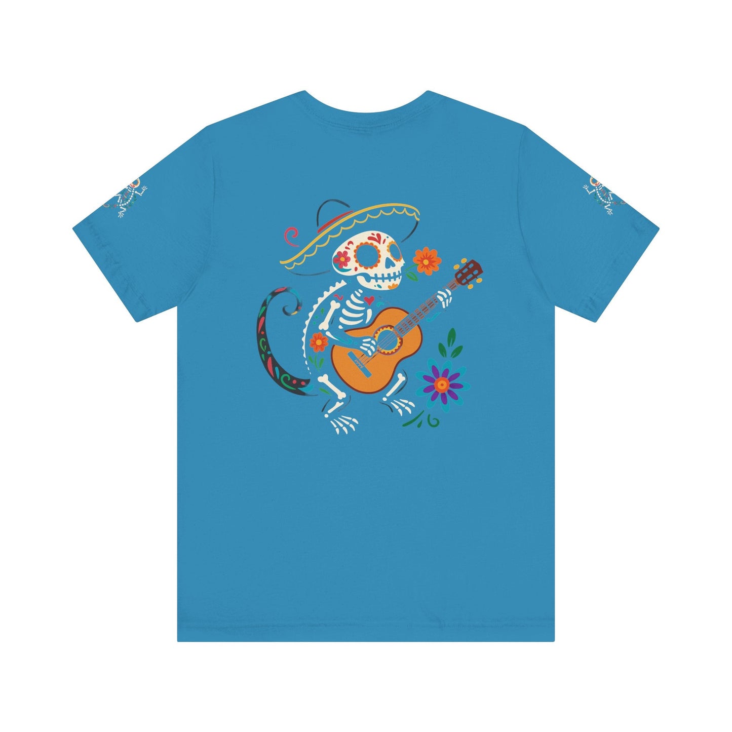 Mariachi Lizard Skeleton Tee – Day of the Dead Vibes | Halloween Graphic Shirt – Oxblood Black T-Shirt for artsy apparel (27 view)