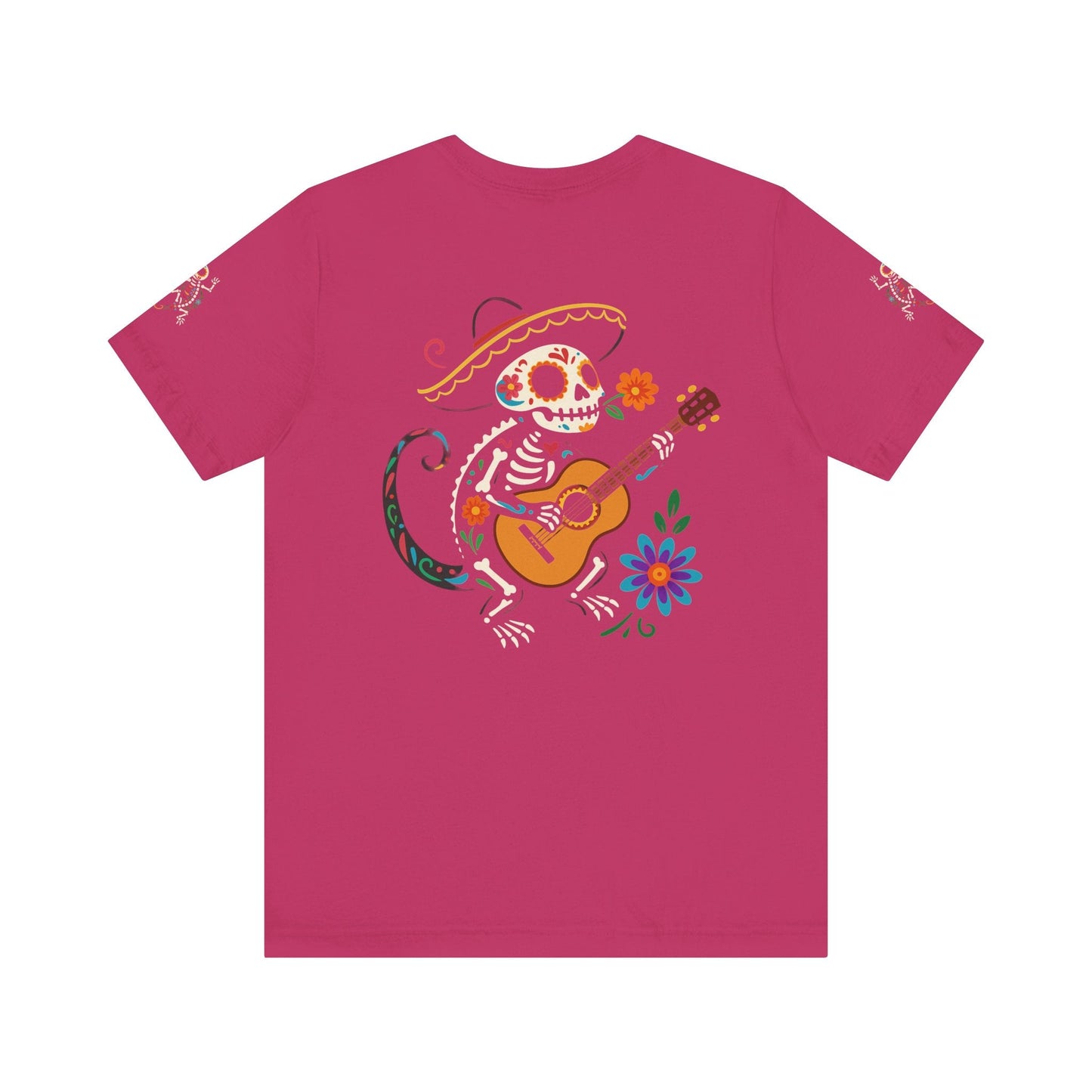 Mariachi Lizard Skeleton Tee – Day of the Dead Vibes | Halloween Graphic Shirt – Oxblood Black T-Shirt for artsy apparel (57 view)