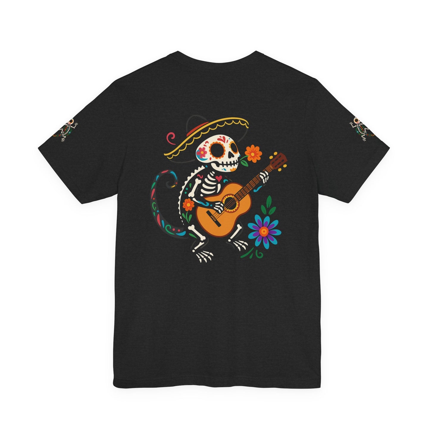Mariachi Lizard Skeleton Tee – Day of the Dead Vibes | Halloween Graphic Shirt – Oxblood Black T-Shirt for artsy apparel (19 view)