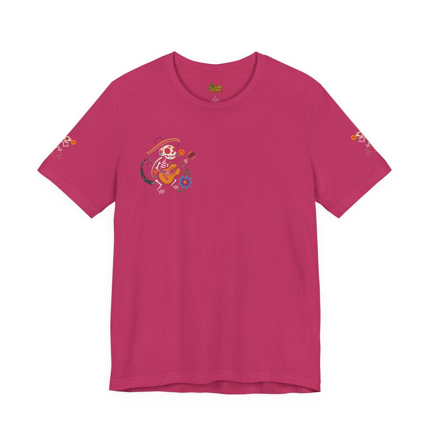 Mariachi Lizard Skeleton Tee – Day of the Dead Vibes | Halloween Graphic Shirt – Oxblood Black T-Shirt for artsy apparel (58 view)