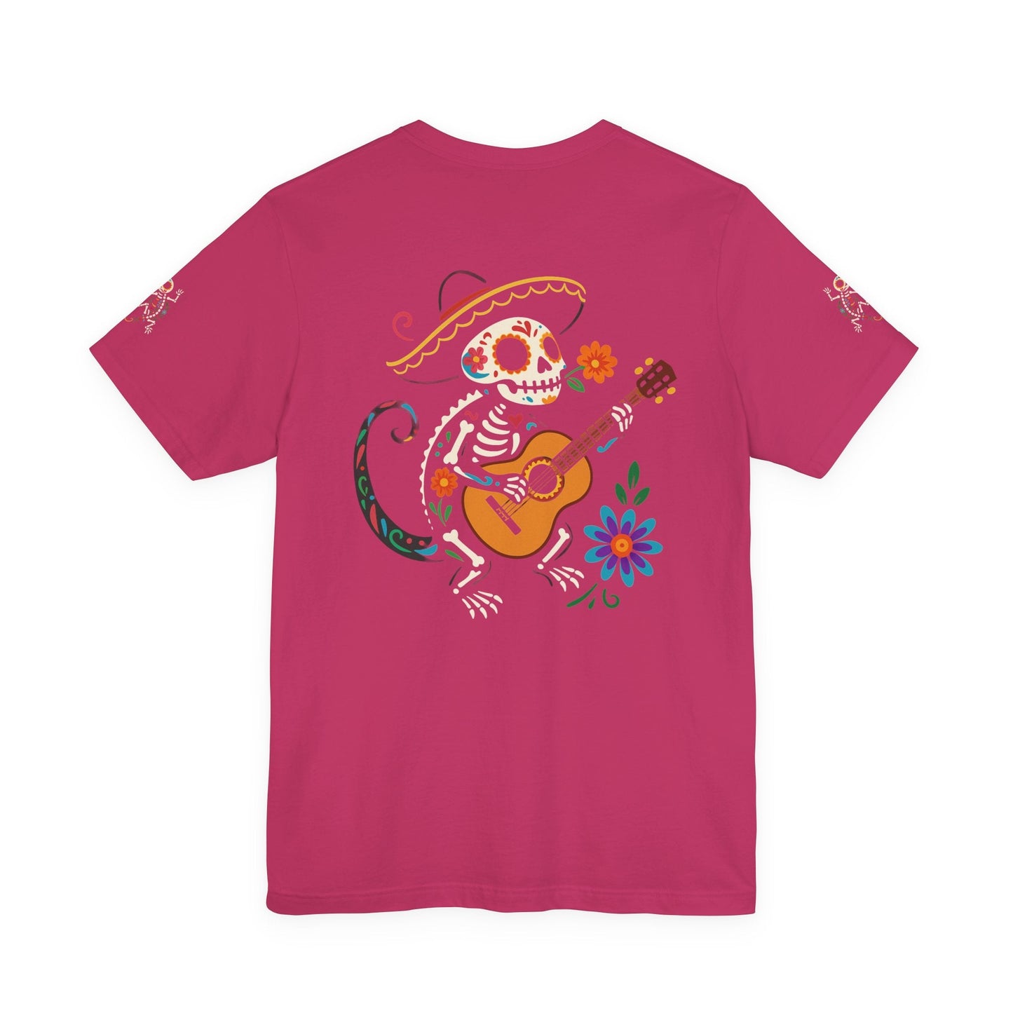 Mariachi Lizard Skeleton Tee – Day of the Dead Vibes | Halloween Graphic Shirt – Oxblood Black T-Shirt for artsy apparel (59 view)