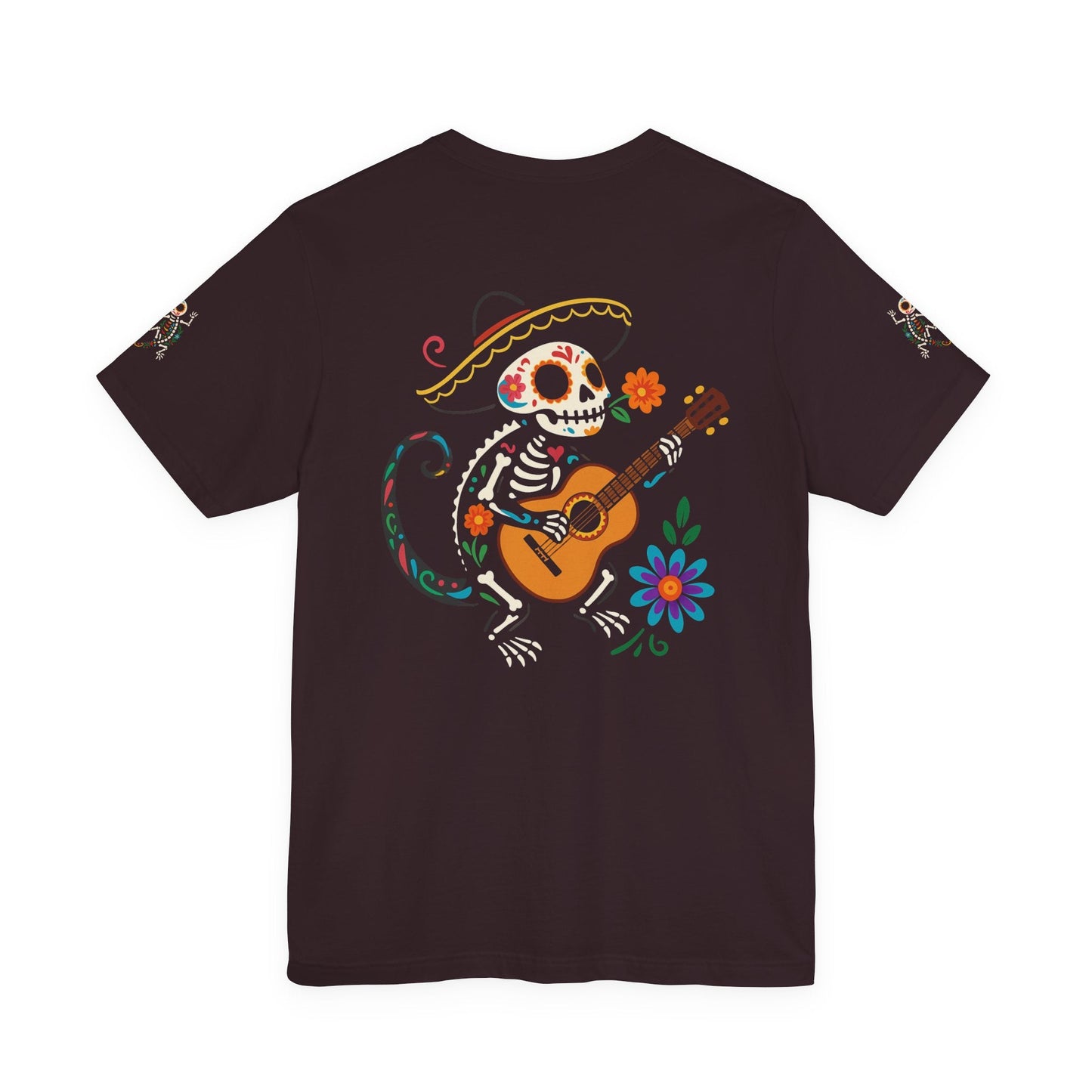 Mariachi Lizard Skeleton Tee – Day of the Dead Vibes | Halloween Graphic Shirt – Oxblood Black T-Shirt for artsy apparel (64 view)