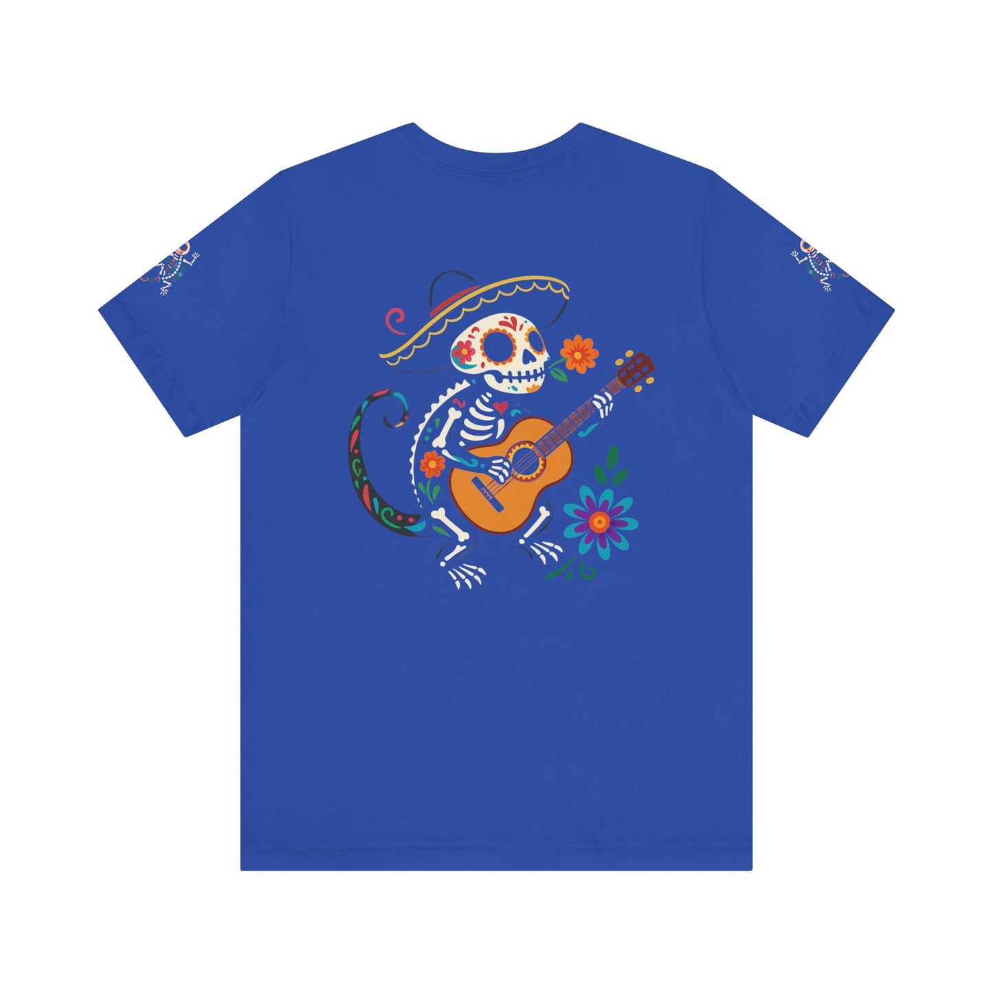 Mariachi Lizard Skeleton Tee – Day of the Dead Vibes | Halloween Graphic Shirt – Oxblood Black T-Shirt by Printify