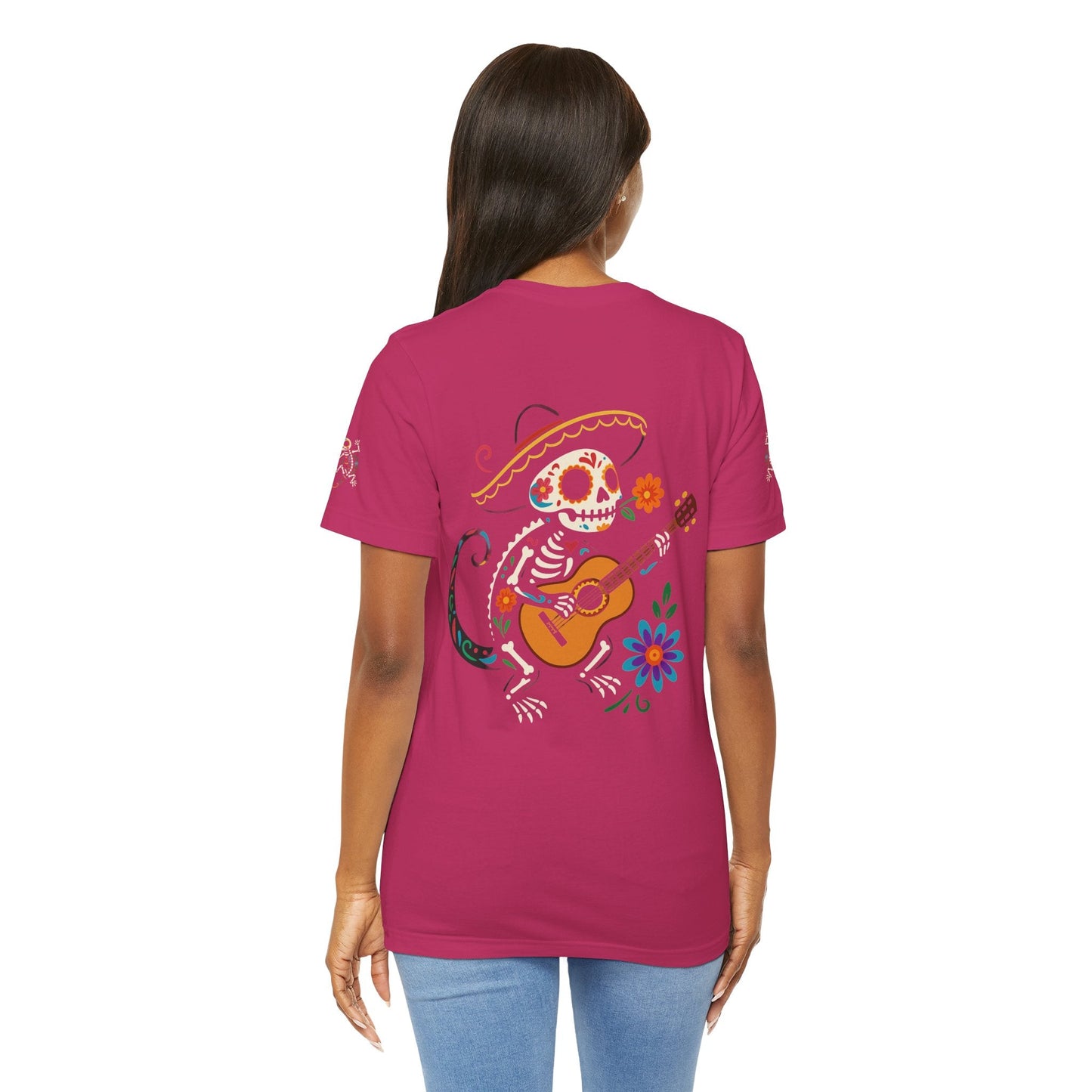 Mariachi Lizard Skeleton Tee – Day of the Dead Vibes | Halloween Graphic Shirt – Oxblood Black T-Shirt for artsy apparel (60 view)
