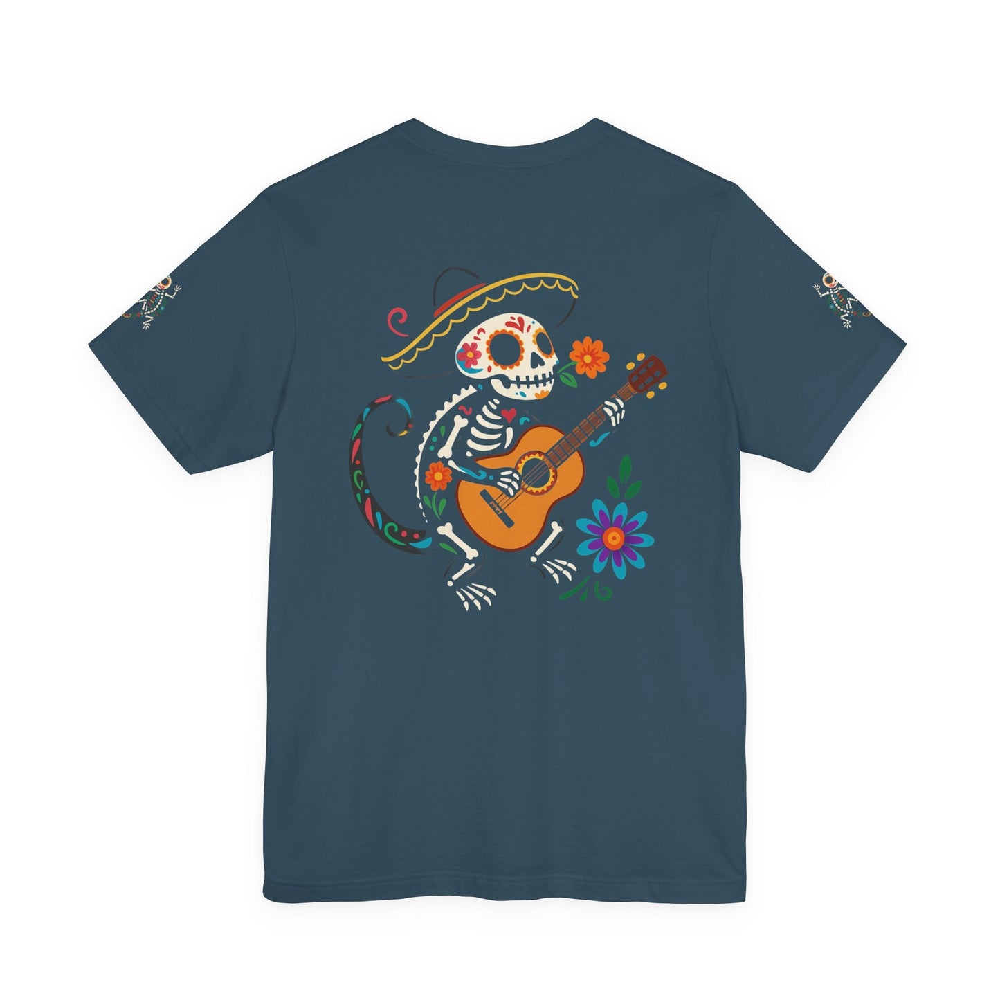 Mariachi Lizard Skeleton Tee – Day of the Dead Vibes | Halloween Graphic Shirt – Oxblood Black T-Shirt for artsy apparel (44 view)