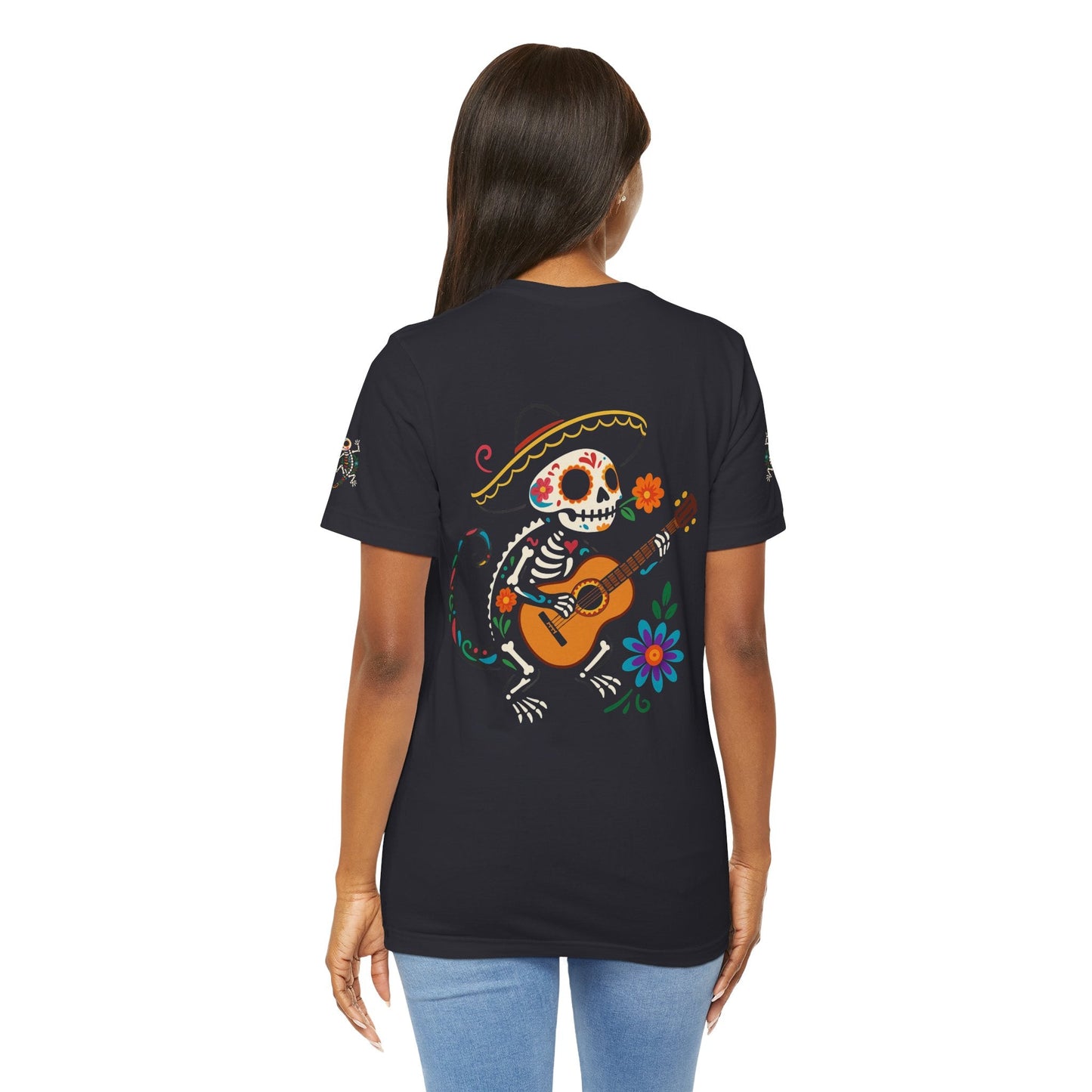 Mariachi Lizard Skeleton Tee – Day of the Dead Vibes | Halloween Graphic Shirt – Oxblood Black T-Shirt for artsy apparel (25 view)