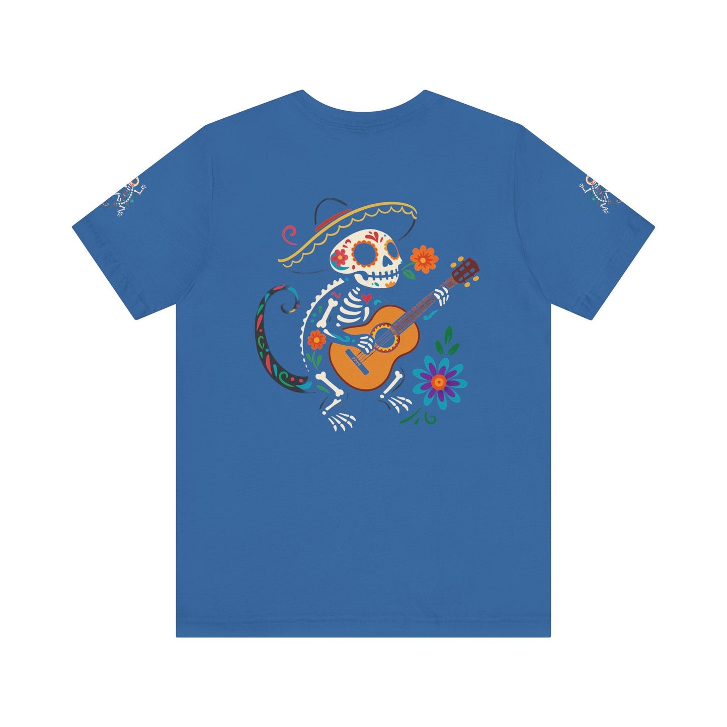 Mariachi Lizard Skeleton Tee – Day of the Dead Vibes | Halloween Graphic Shirt – Oxblood Black T-Shirt by Printify