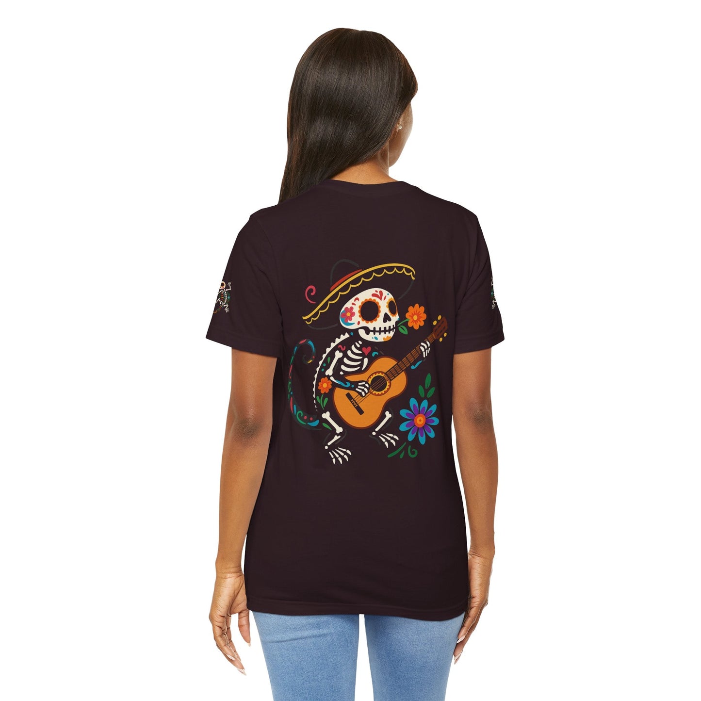 Mariachi Lizard Skeleton Tee – Day of the Dead Vibes | Halloween Graphic Shirt – Oxblood Black T-Shirt for artsy apparel (65 view)