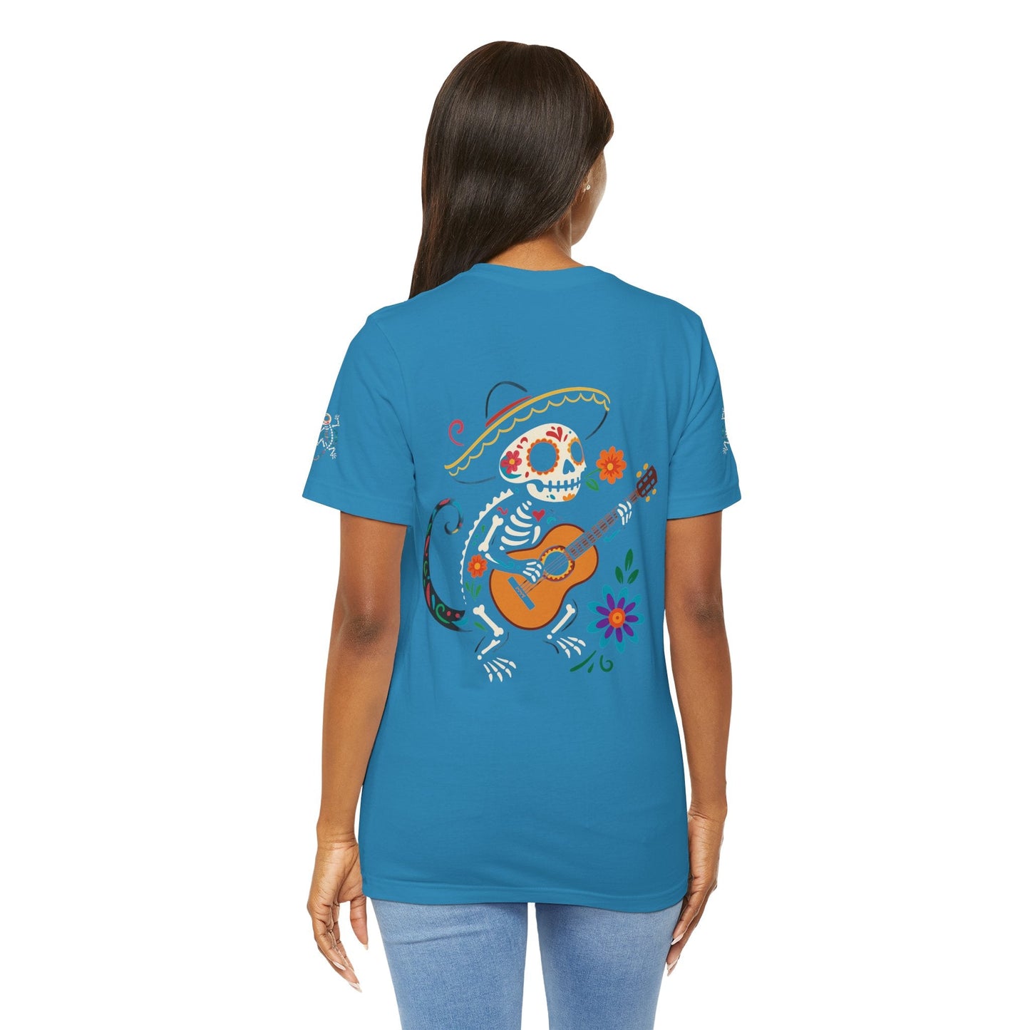 Mariachi Lizard Skeleton Tee – Day of the Dead Vibes | Halloween Graphic Shirt – Oxblood Black T-Shirt for artsy apparel (30 view)