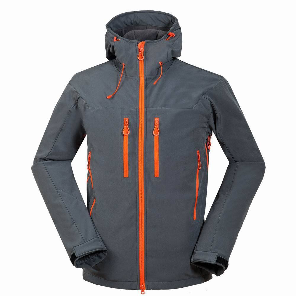 Men’s Soft Shell Outdoor Jacket – Windproof, Water - Resistant Hiking Coat with Hood – Black Coats & Jackets for Apparel and Accessories (5 view)