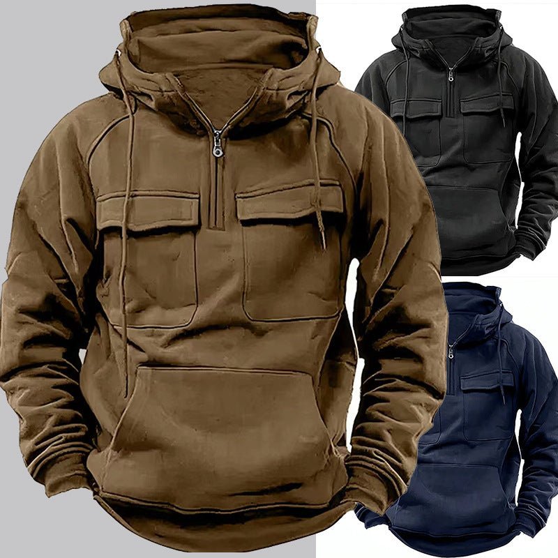 Men’s Zip - Up Hoodie – Warm Everyday Layer | Hoodies – Army Green Hoodie for Drawstring Hood (1 view)