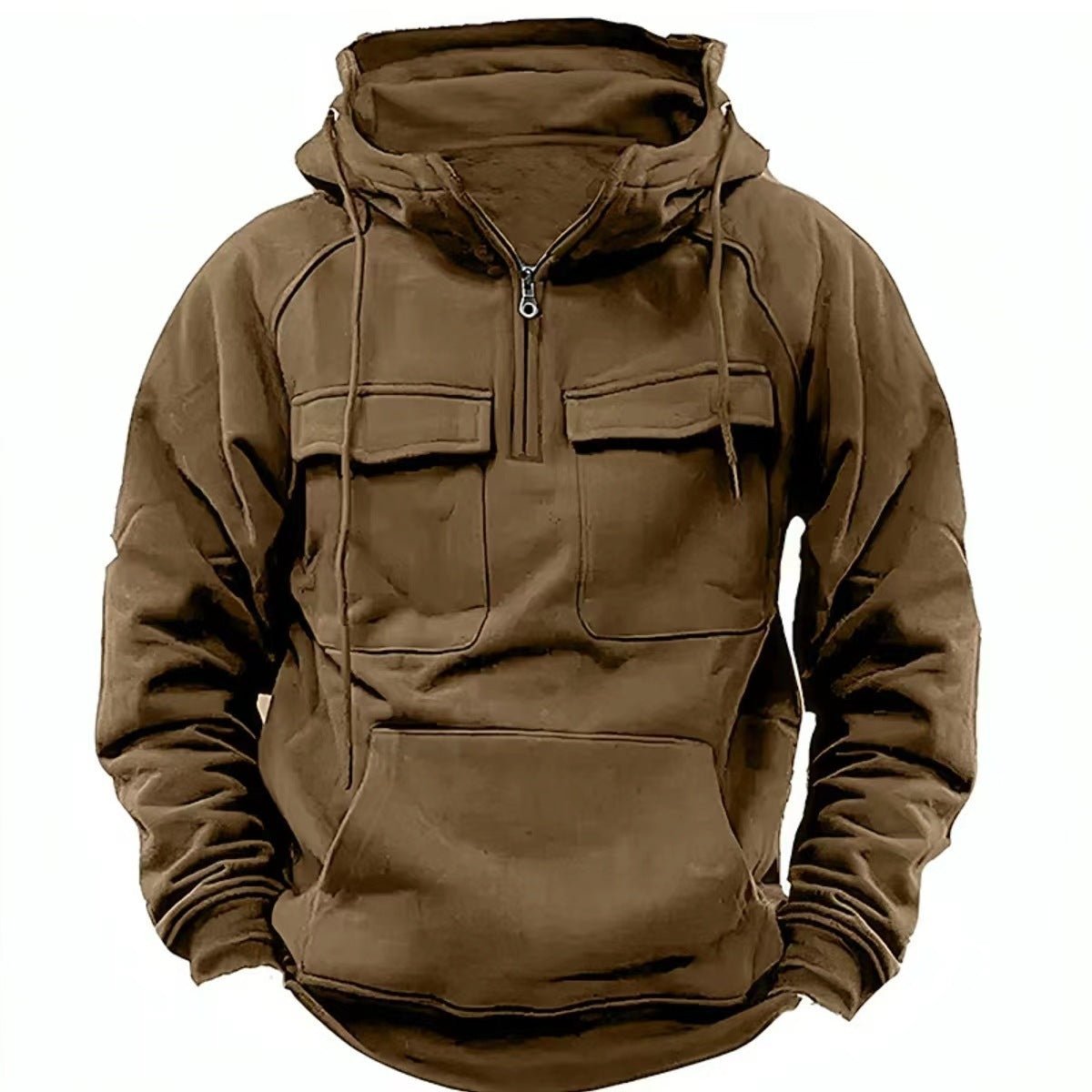 Men’s Zip - Up Hoodie – Warm Everyday Layer | Hoodies – Army Green Hoodie for Drawstring Hood (2 view)