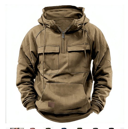 Men’s Zip - Up Hoodie – Warm Everyday Layer | Hoodies – Brown Hoodie for Drawstring Hood (9 view)