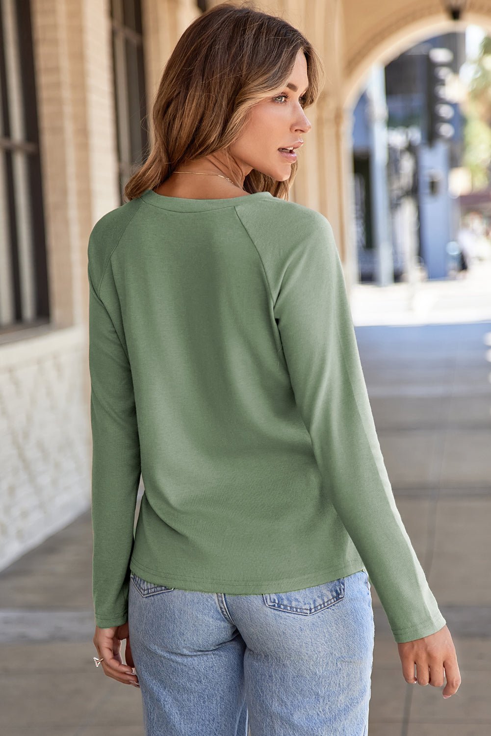 Millie Seam Detail Raglan Long Sleeve Top – Laurel Green Tops/Long Sleeve Tops for Shopify Collective (2 view)
