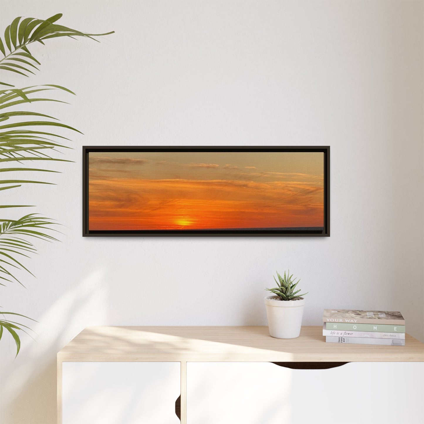 Molten Sunset Over Ocean Canvas Print – Fiery Horizon Photography | Bold Coastal Wall Art – 60" x 40" (Horizontal) Canvas for Art for Decor (85 view)