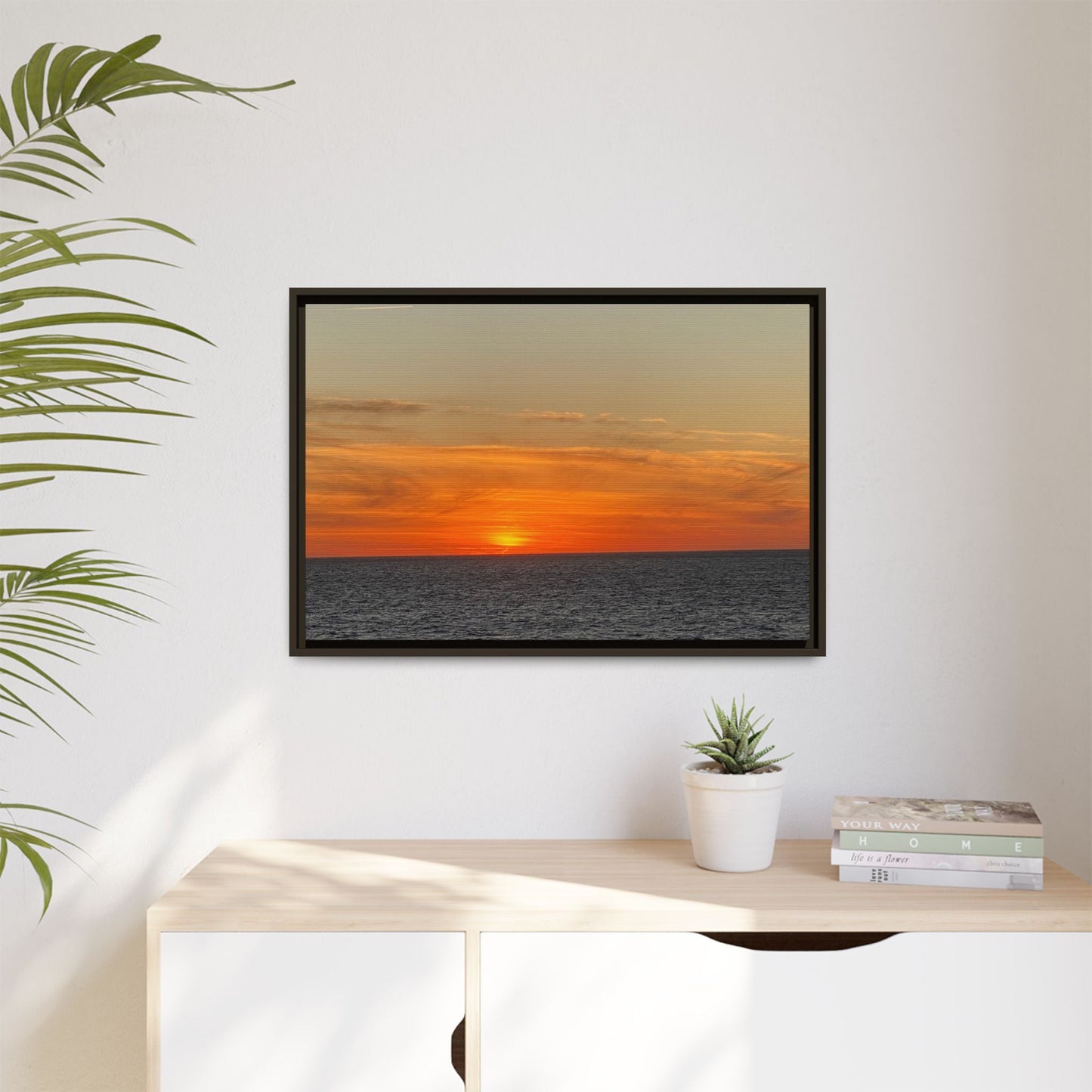 Molten Sunset Over Ocean Canvas Print – Fiery Horizon Photography | Bold Coastal Wall Art – 60" x 40" (Horizontal) Canvas by Printify