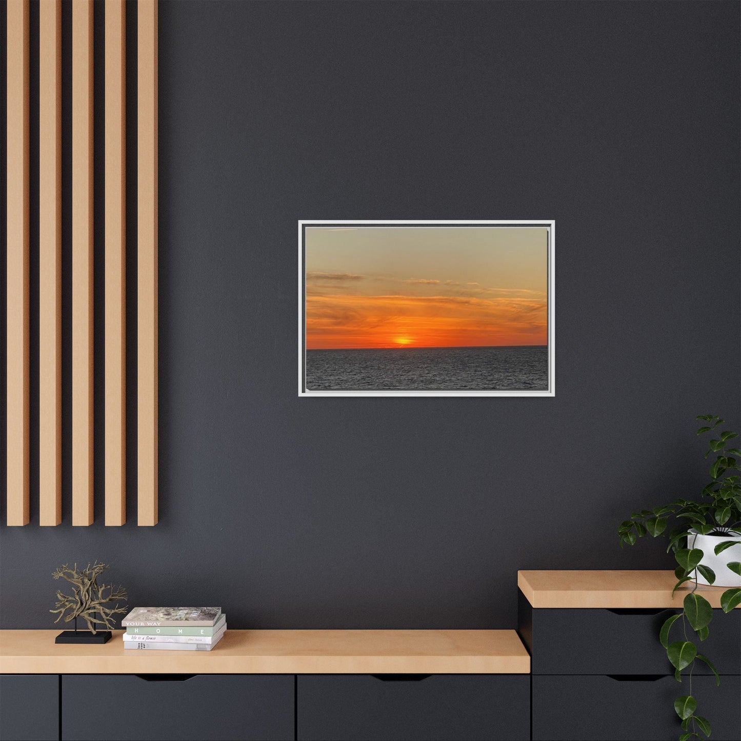 Molten Sunset Over Ocean Canvas Print – Fiery Horizon Photography | Bold Coastal Wall Art – 60" x 40" (Horizontal) Canvas by Printify