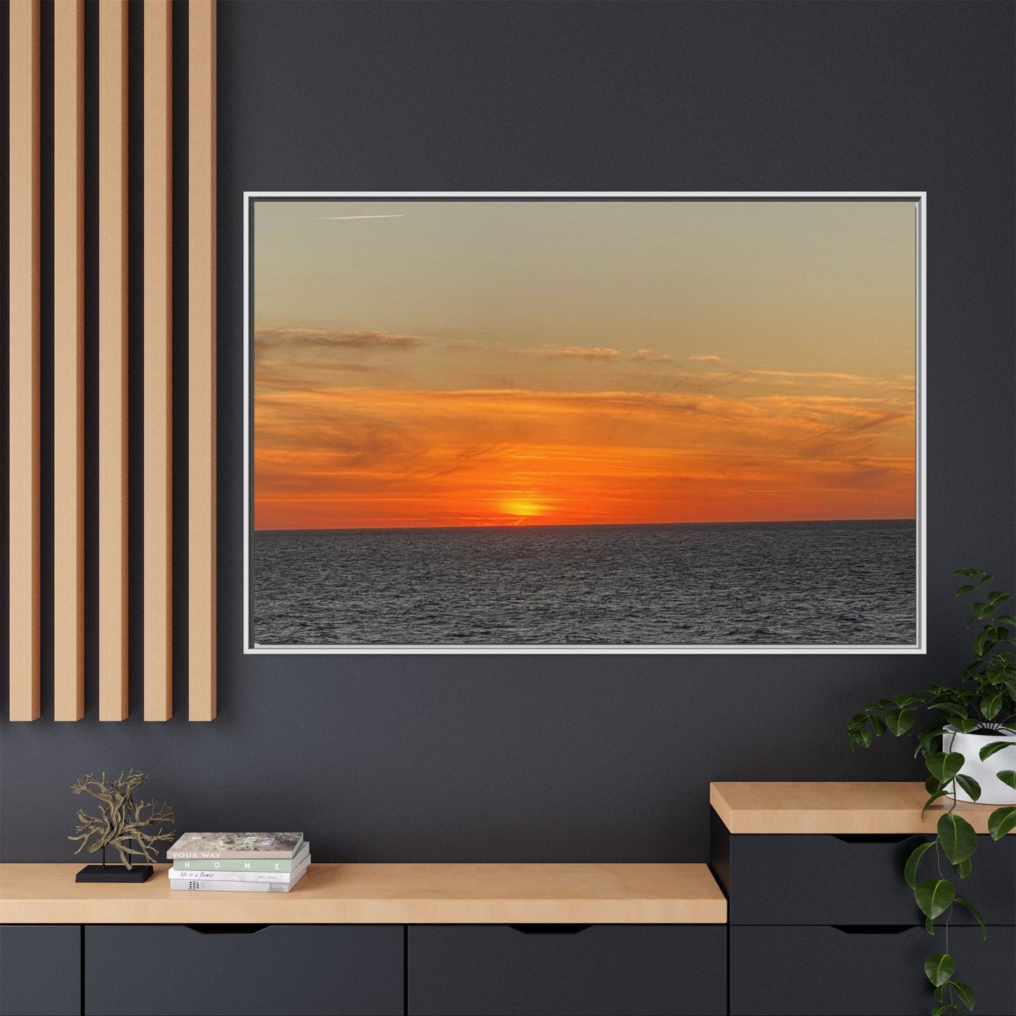 Molten Sunset Over Ocean Canvas Print – Fiery Horizon Photography | Bold Coastal Wall Art – 18″ x 12″ (Horizontal) Canvas for Art for Decor (140 view)