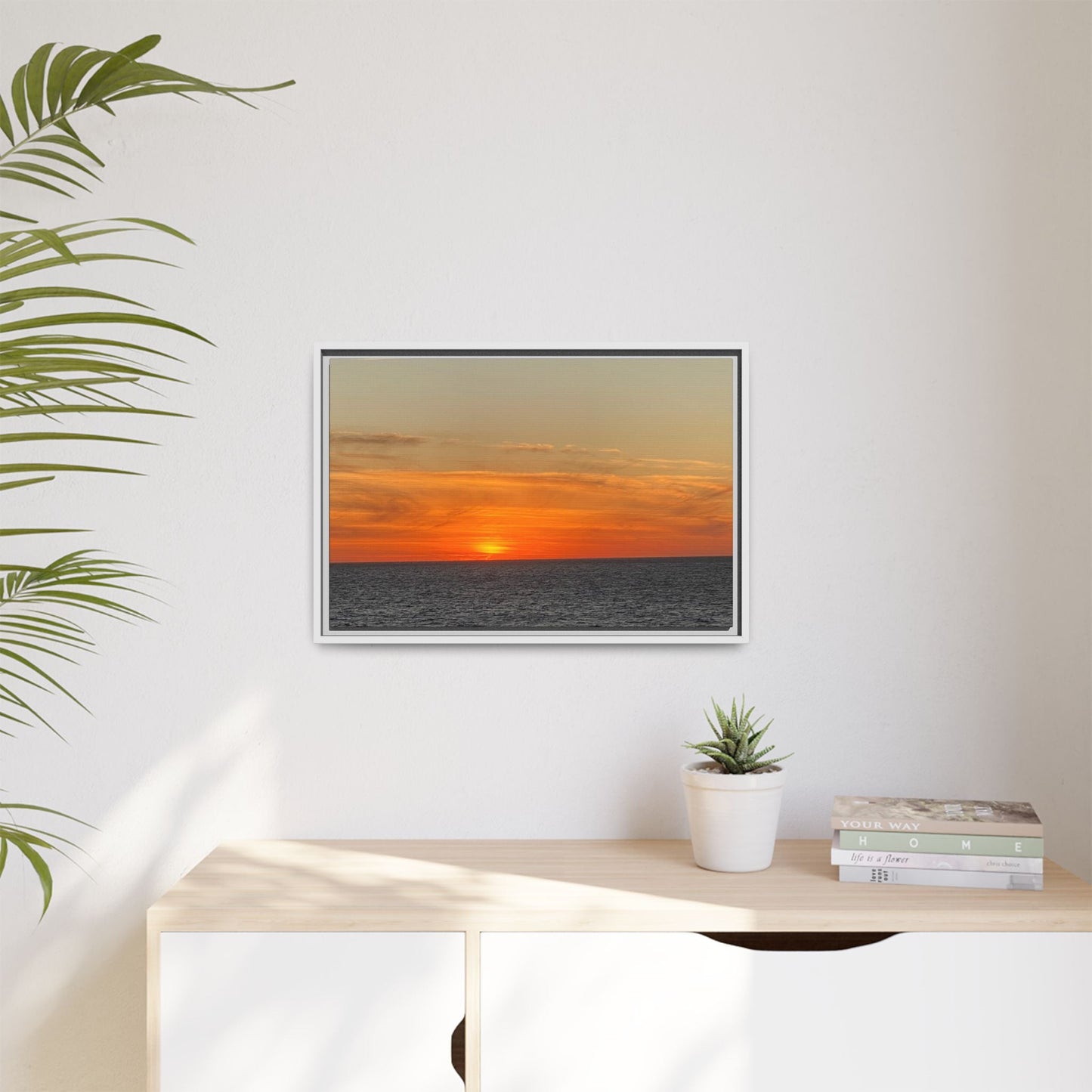 Molten Sunset Over Ocean Canvas Print – Fiery Horizon Photography | Bold Coastal Wall Art – 60" x 40" (Horizontal) Canvas by Printify
